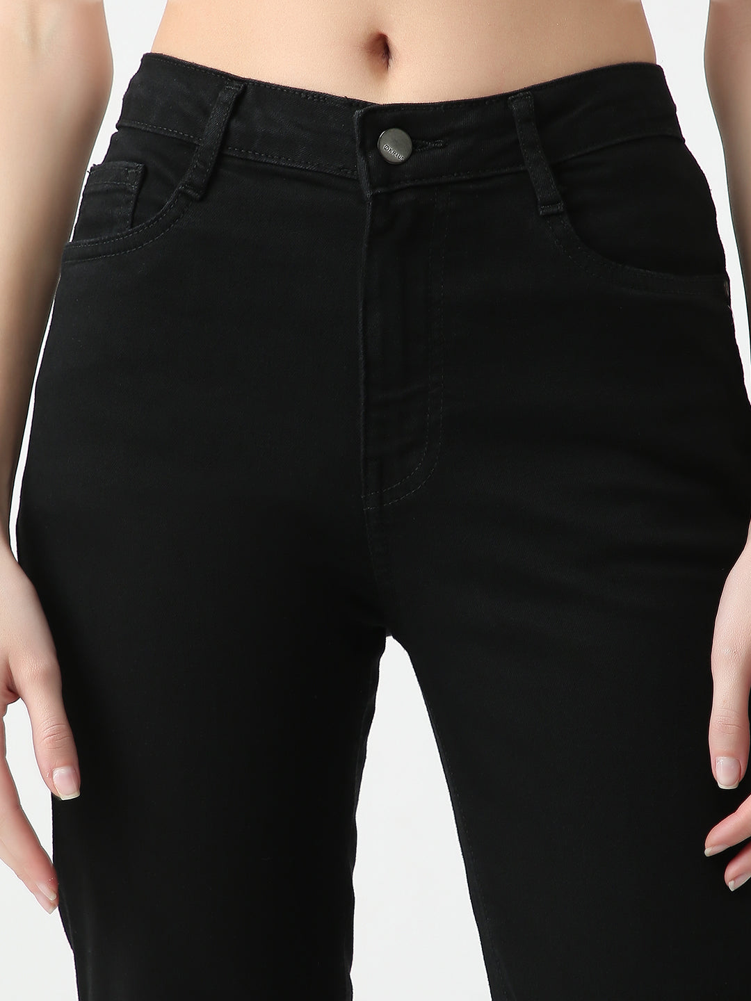 Women Black High-Rise Slim Straight Jeans