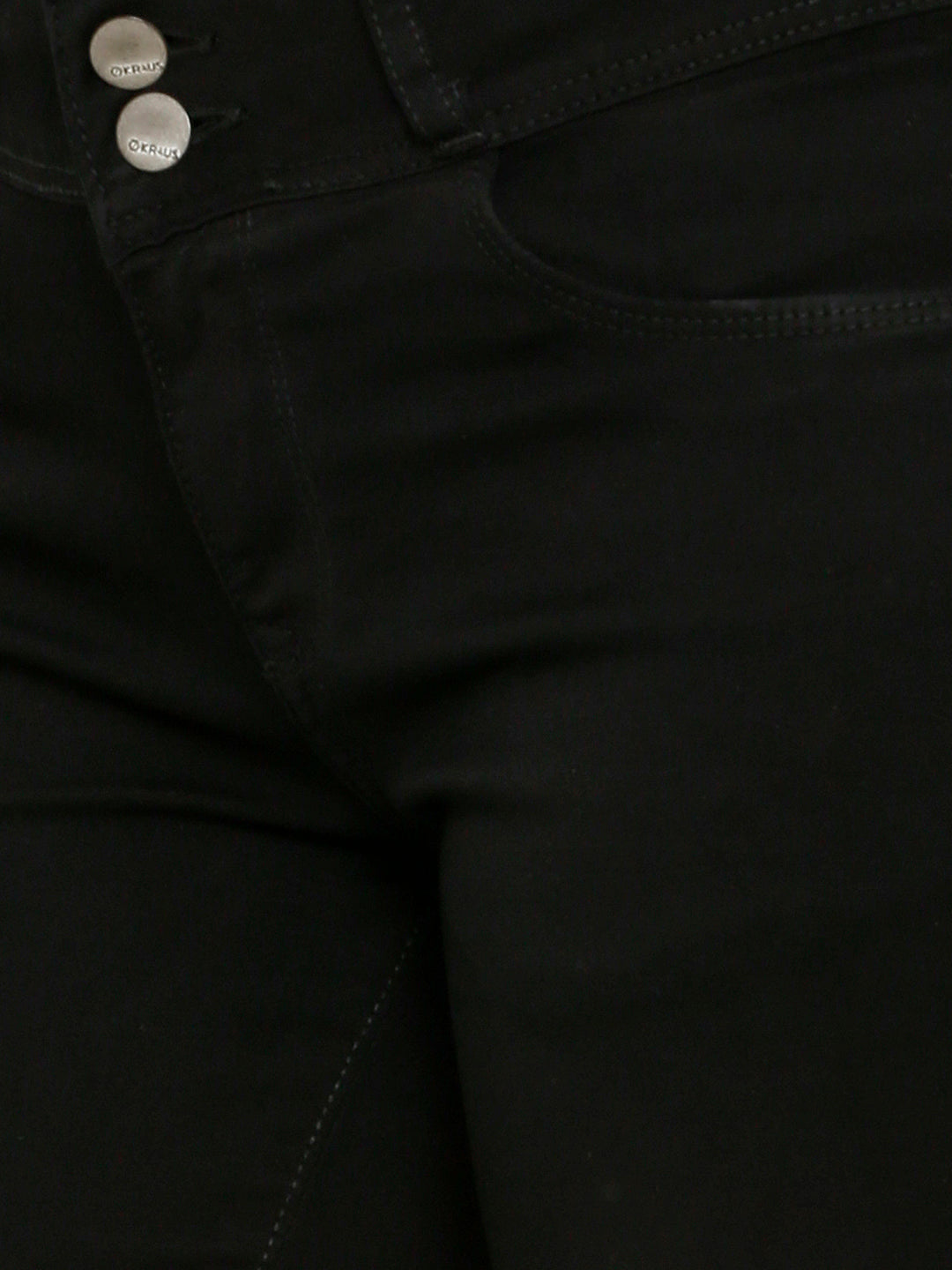 Women Black Mid-Rise Slim Capri