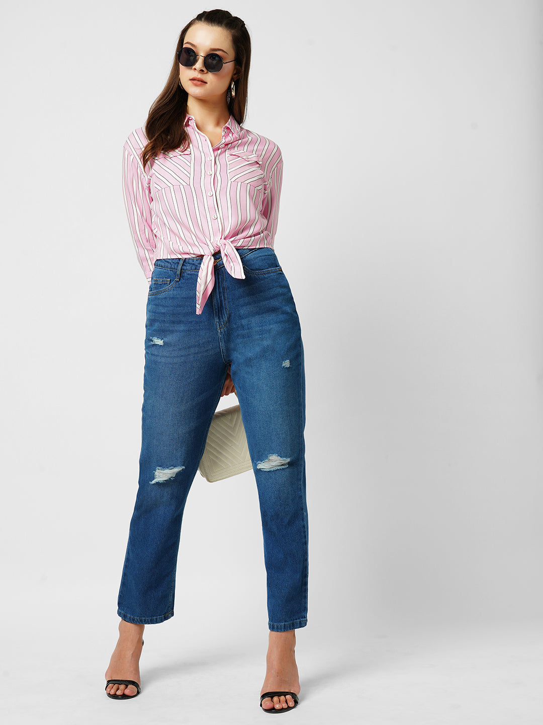 Women Medium Blue High-Rise Straight Fit Jeans