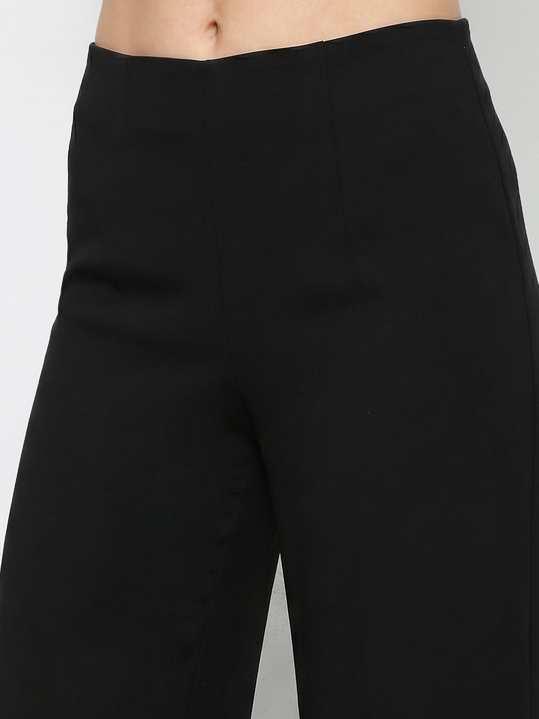 Women Black Super Wide Leg Treggings