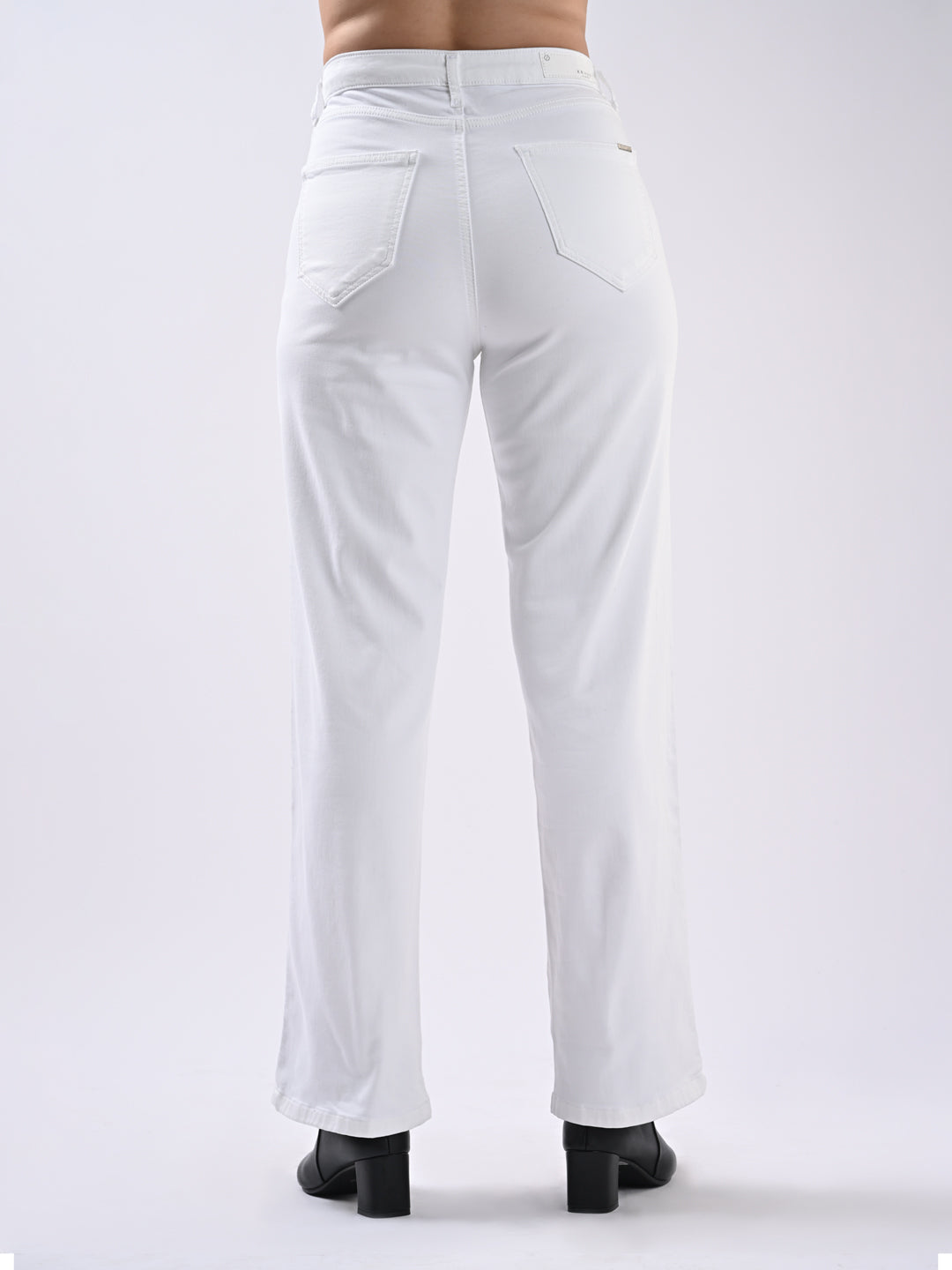 Women Solid Wide Leg Jeans