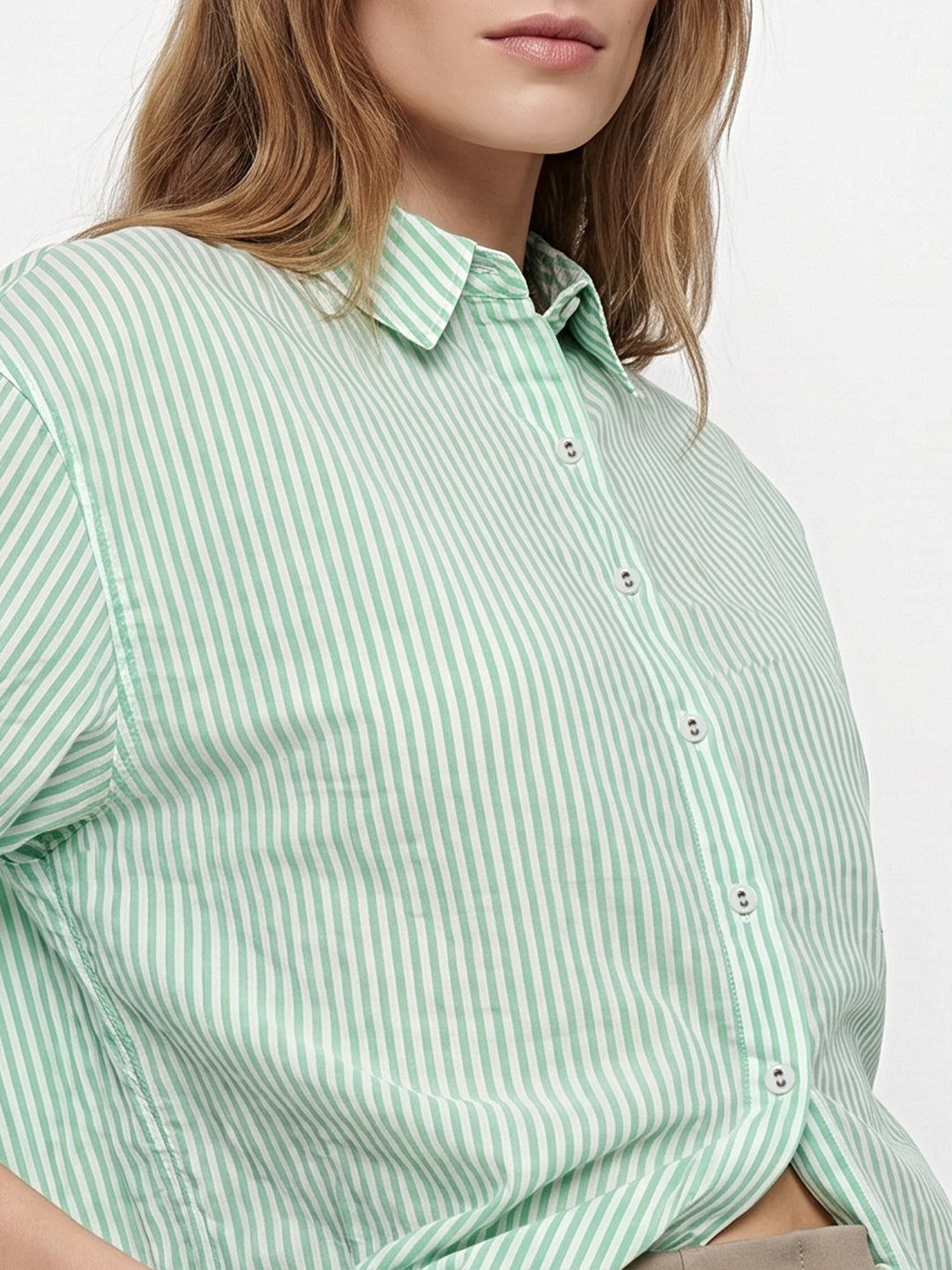 Women Mint/White Oversize Shirt