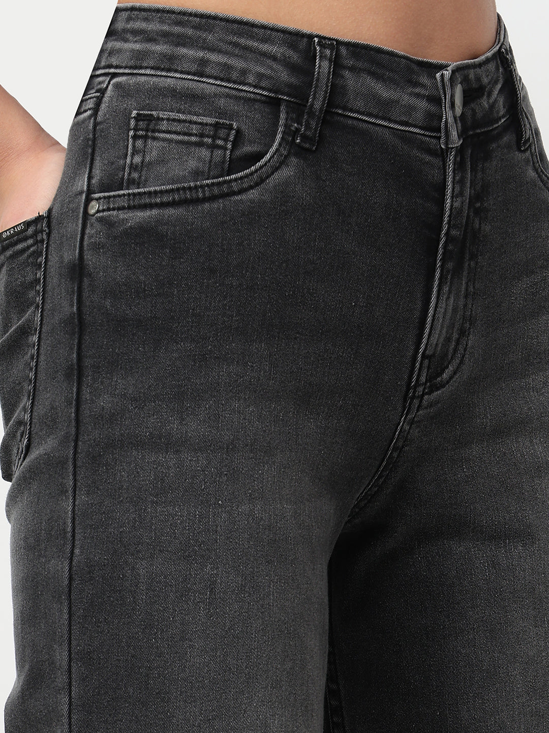 Women Charcoal High-Rise Baggy Jeans