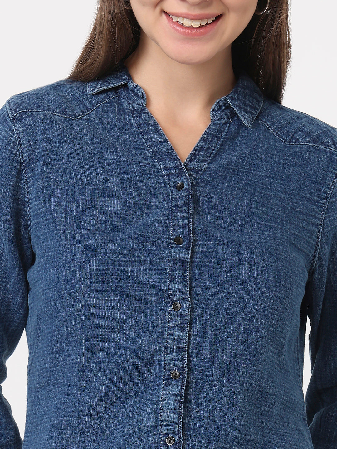 Women Blue Slim Fit Shirt