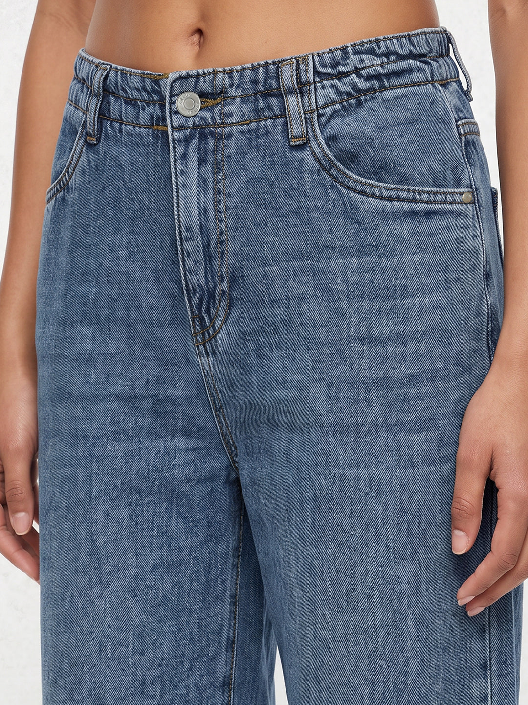 Blue High-Rise Crop Wide Leg Jeans