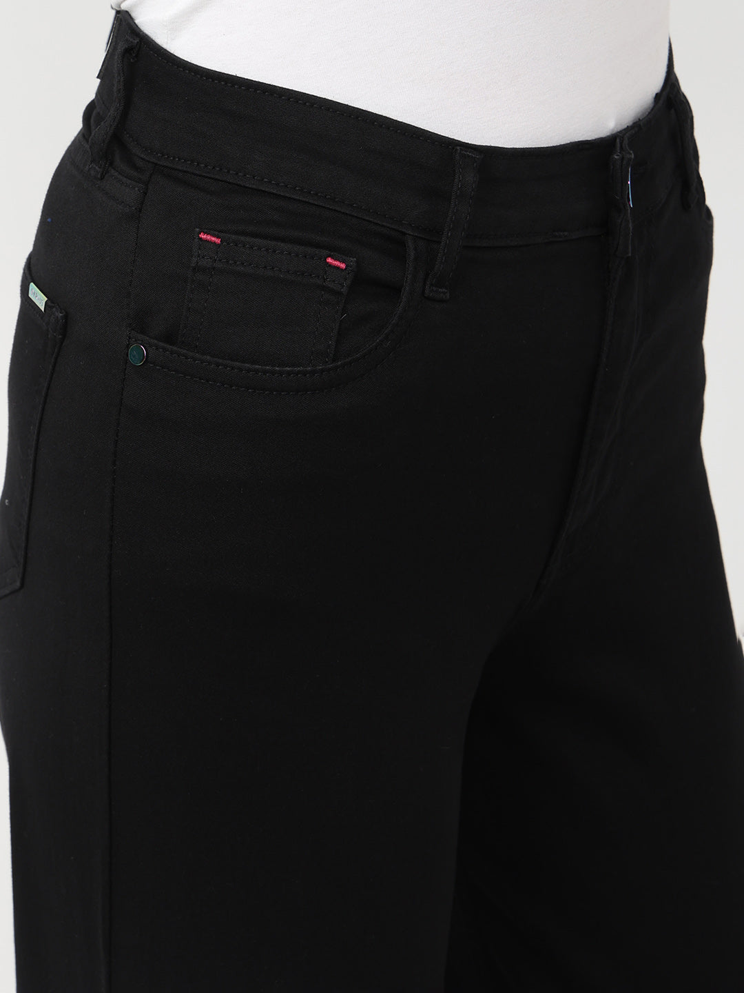 Women Black High-Rise Wide Leg Jeans