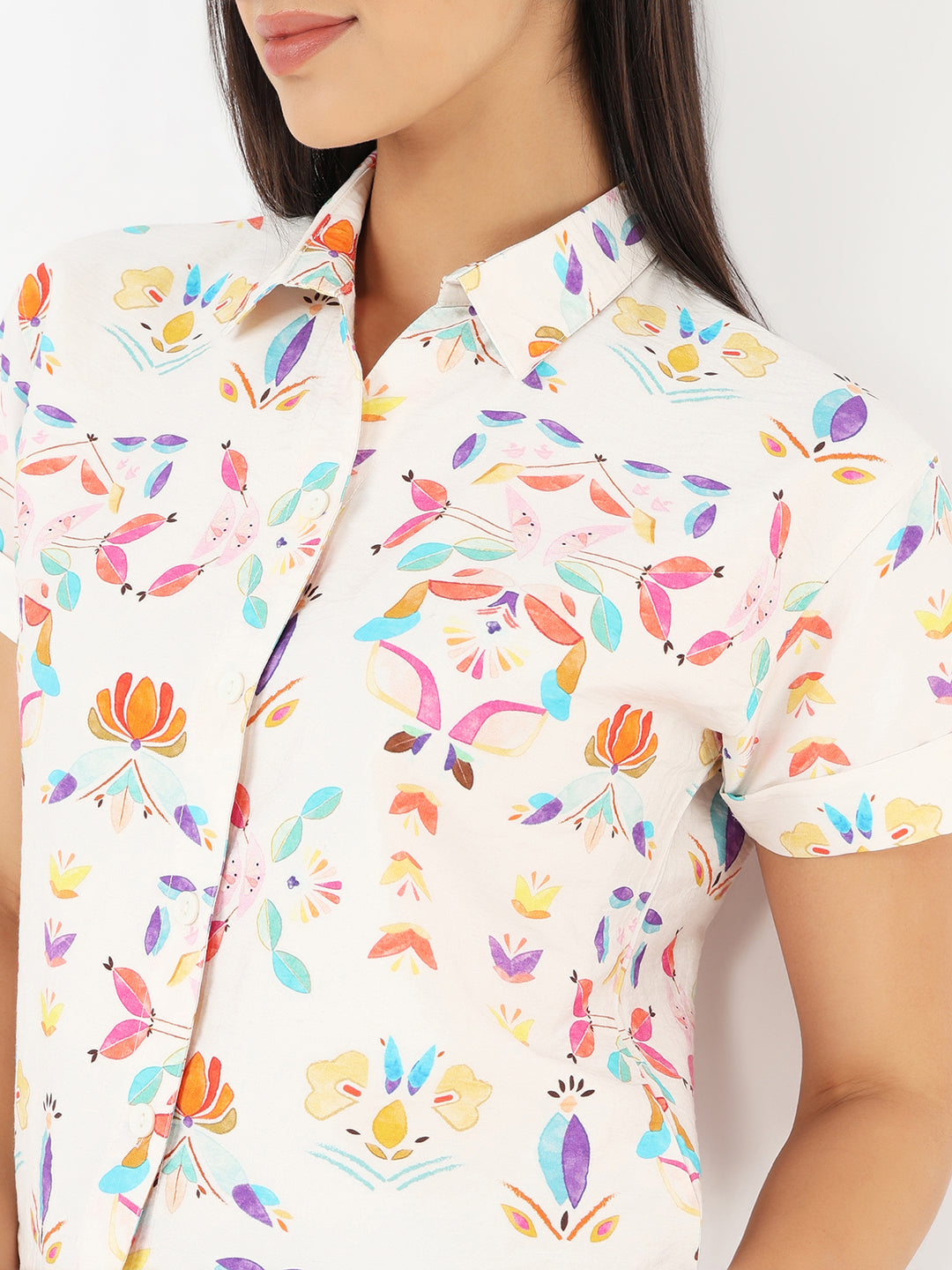 Women Multi Slim Crop Shirt