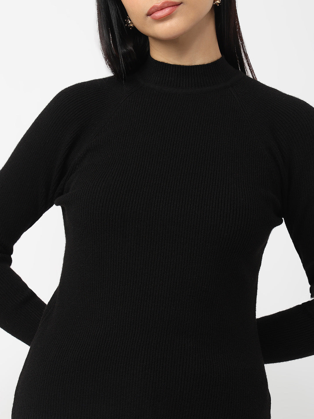 Women Black Slim Fit Sweater