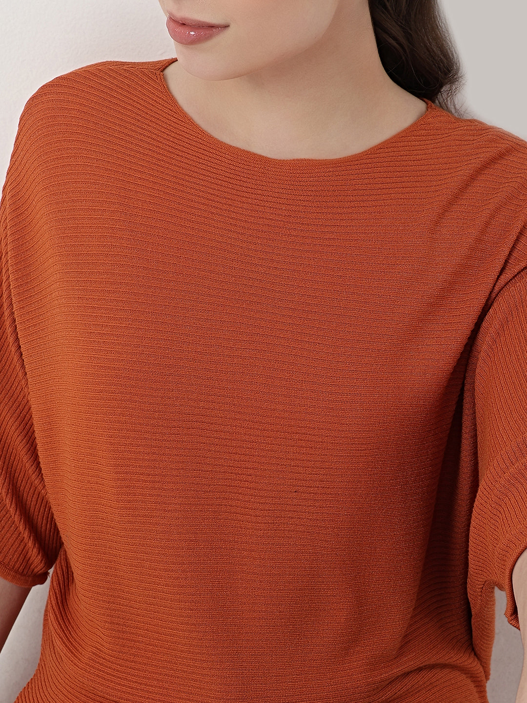 Women Burnt Orange Batsleeve Top