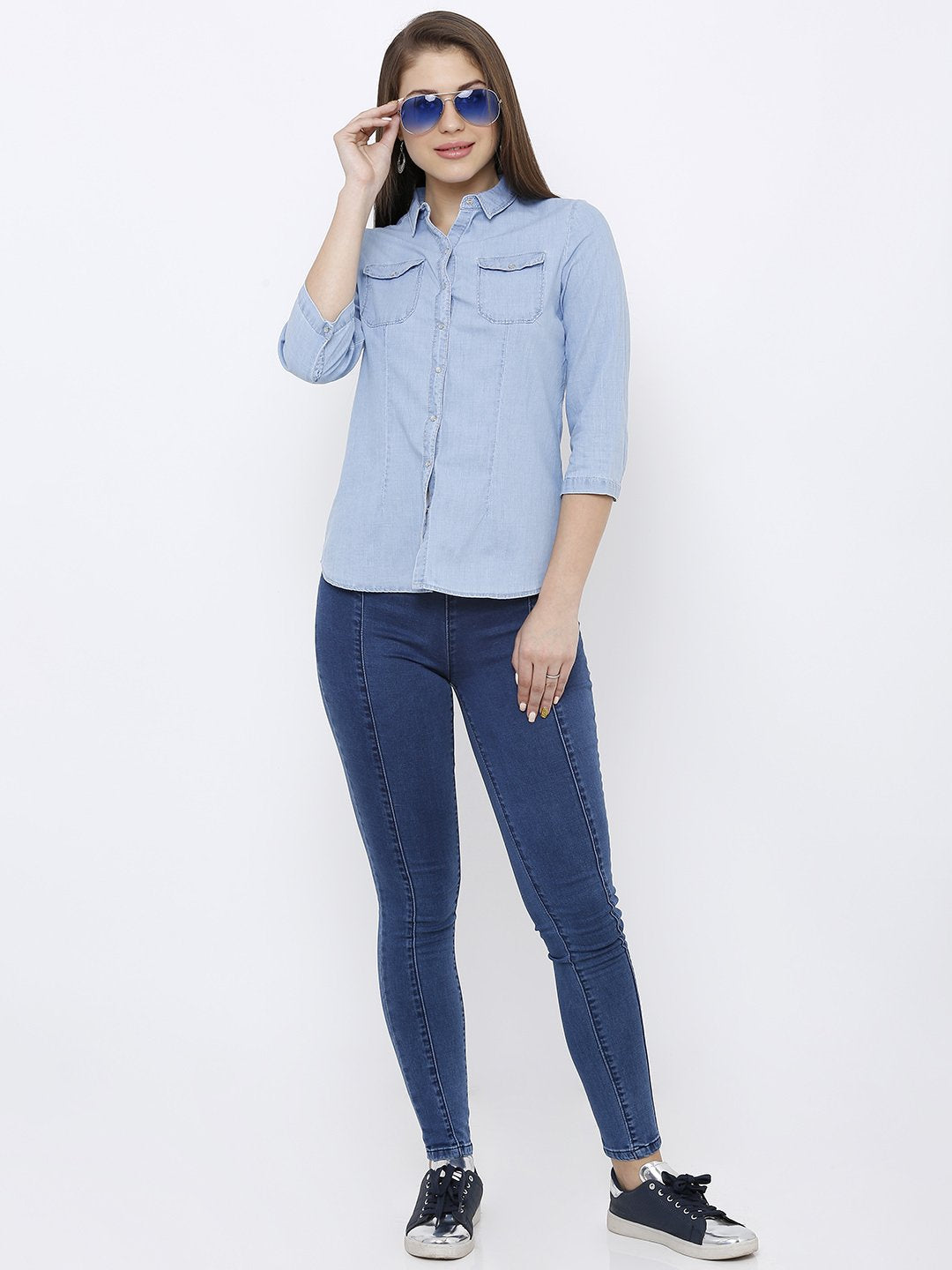 Women Light Blue Denim Shirt