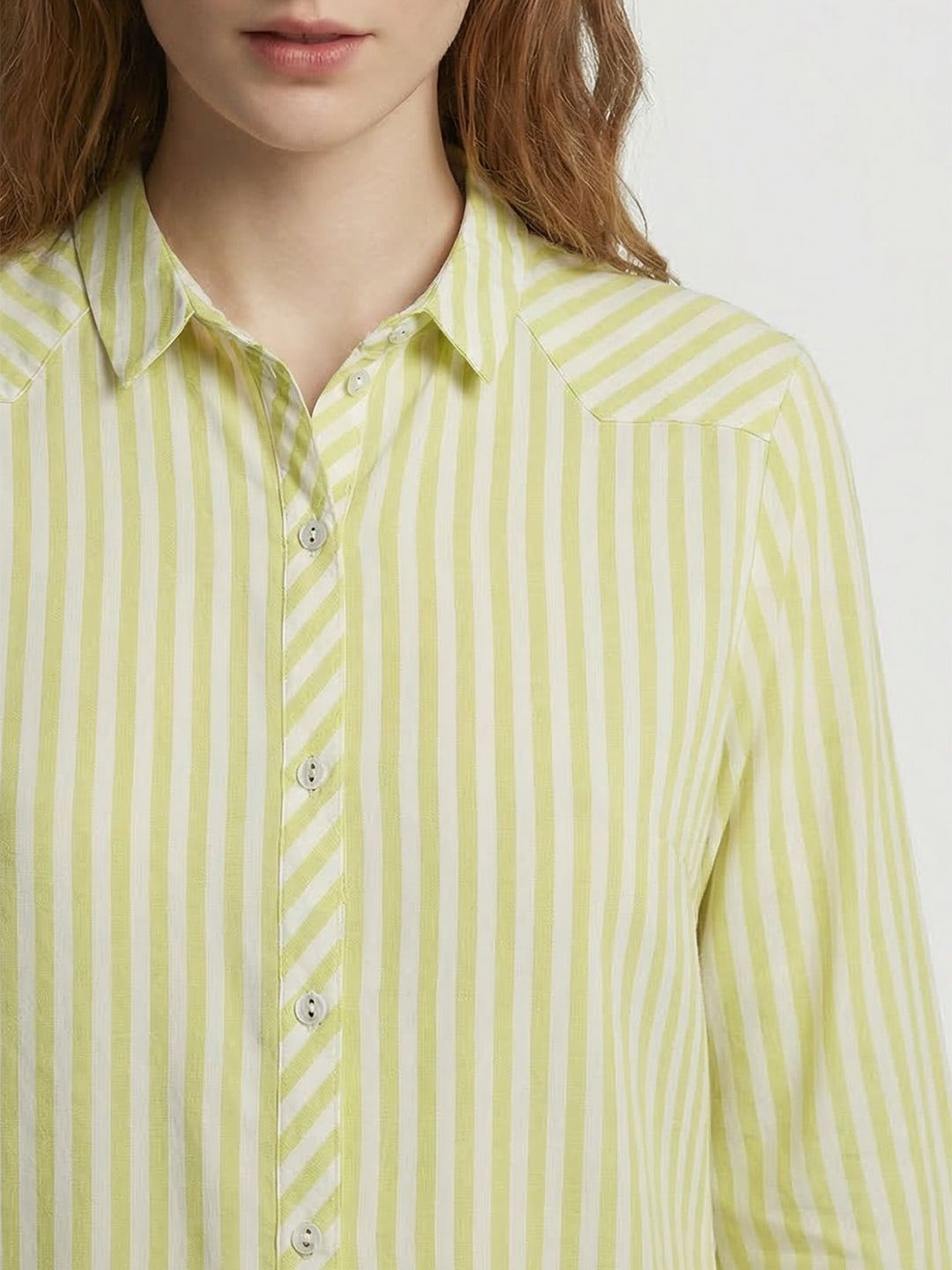 Women Yellow/White Striped Shirt