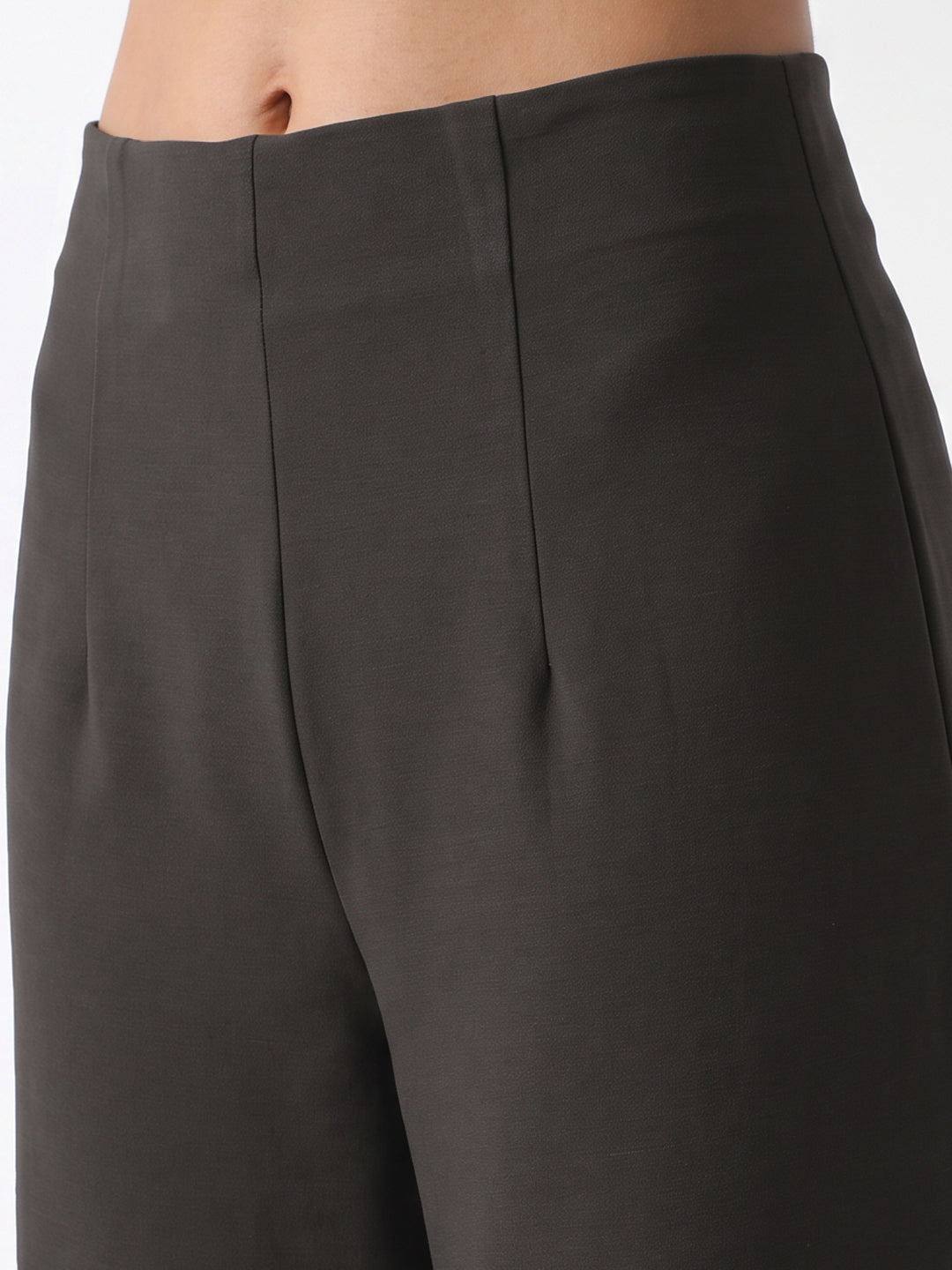 Women Smokey Olive Wide Leg Treggings