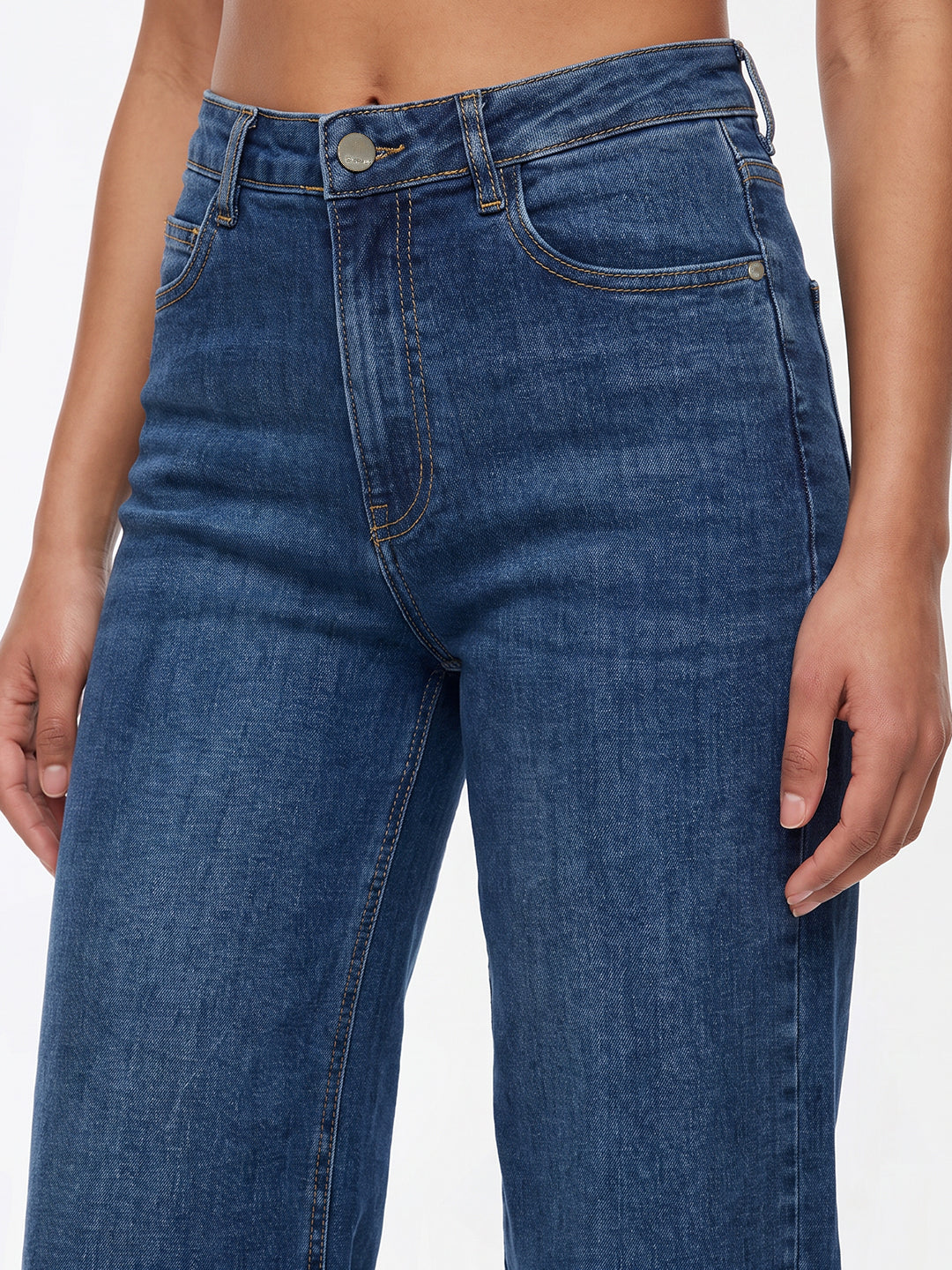 Blue High-Rise Wide Leg Jeans