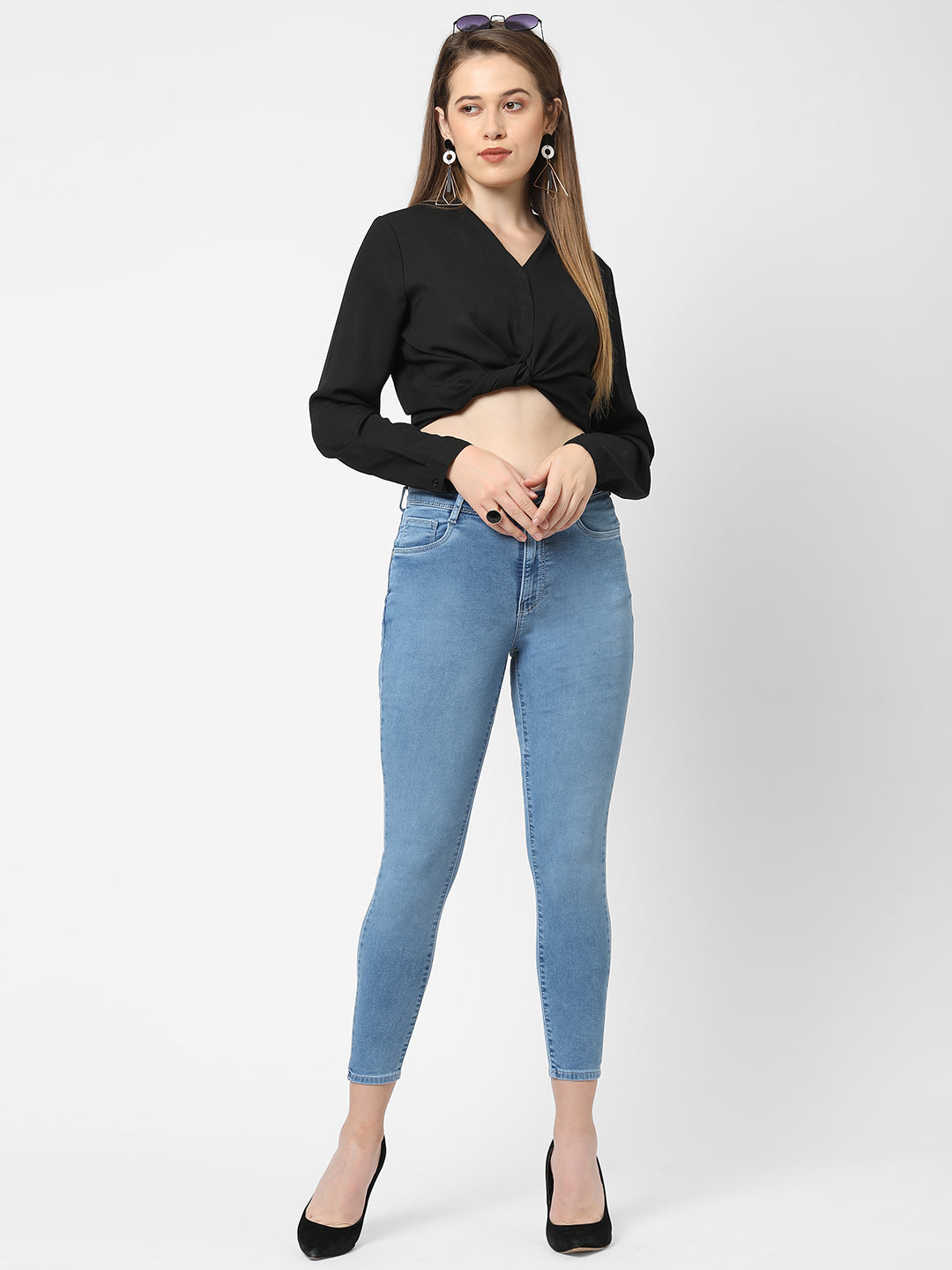 Women Light Blue High-Rise Skinny Jeans