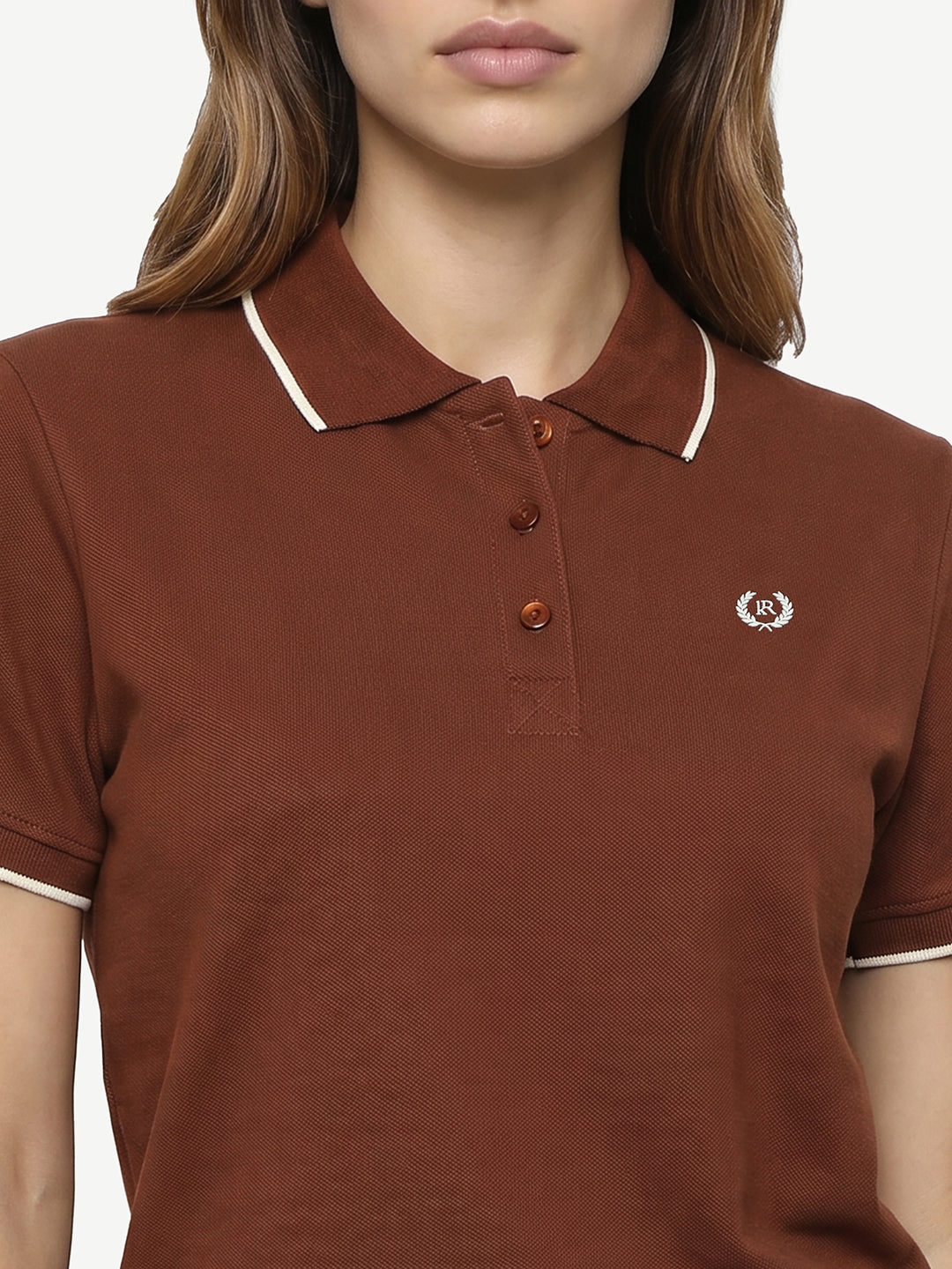 Women Sepia Polo T-Shirt
