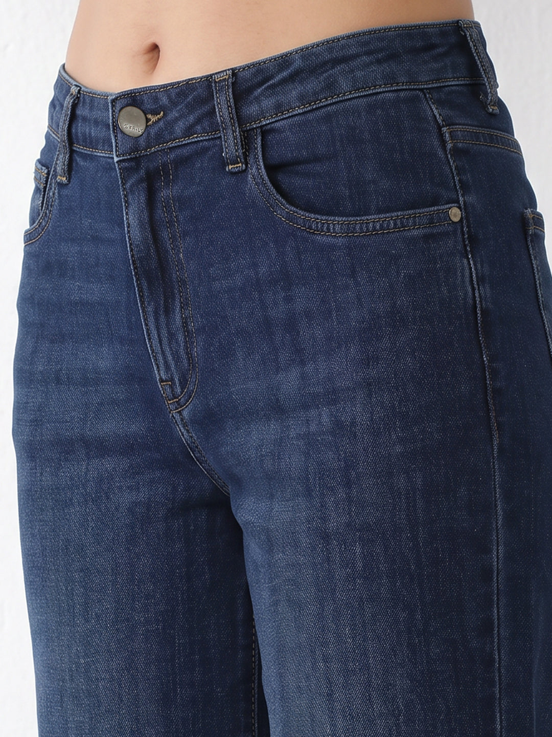 Women Blue High-Rise Straight Fit Jeans