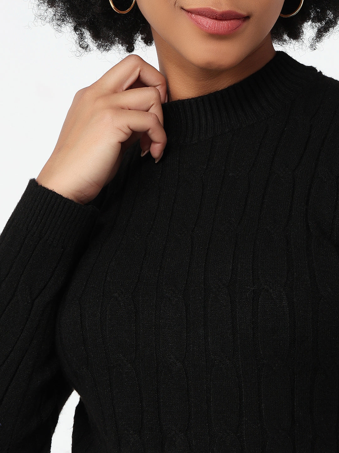 Women Black Slim Fit Sweater