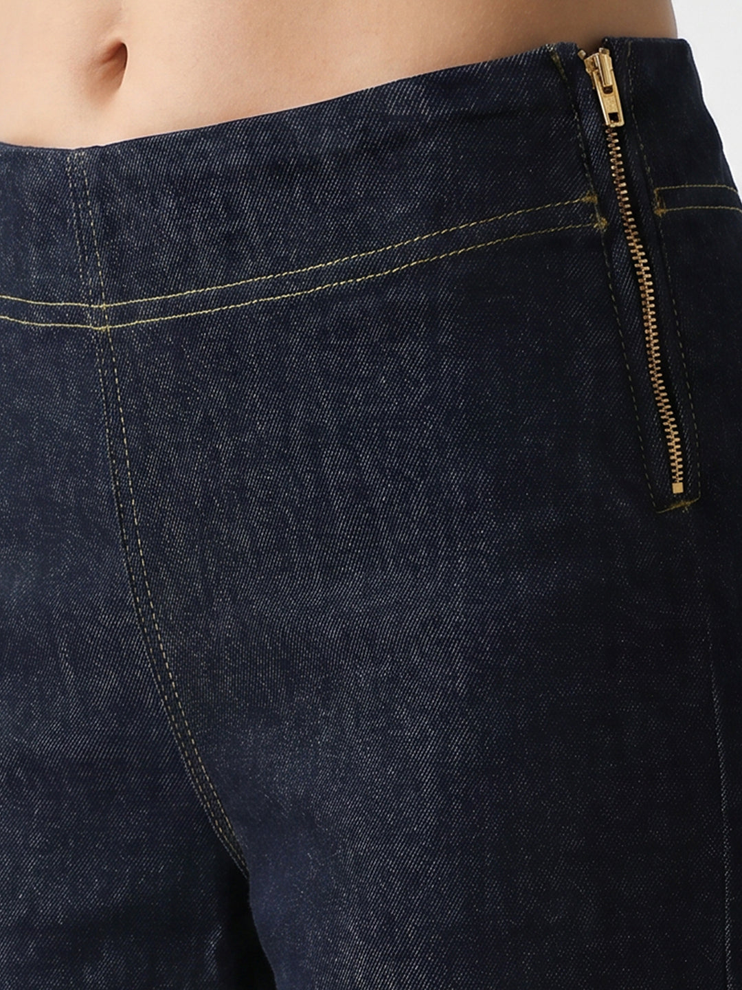 Women Dark Blue High-Rise Super Wide Leg Jeans