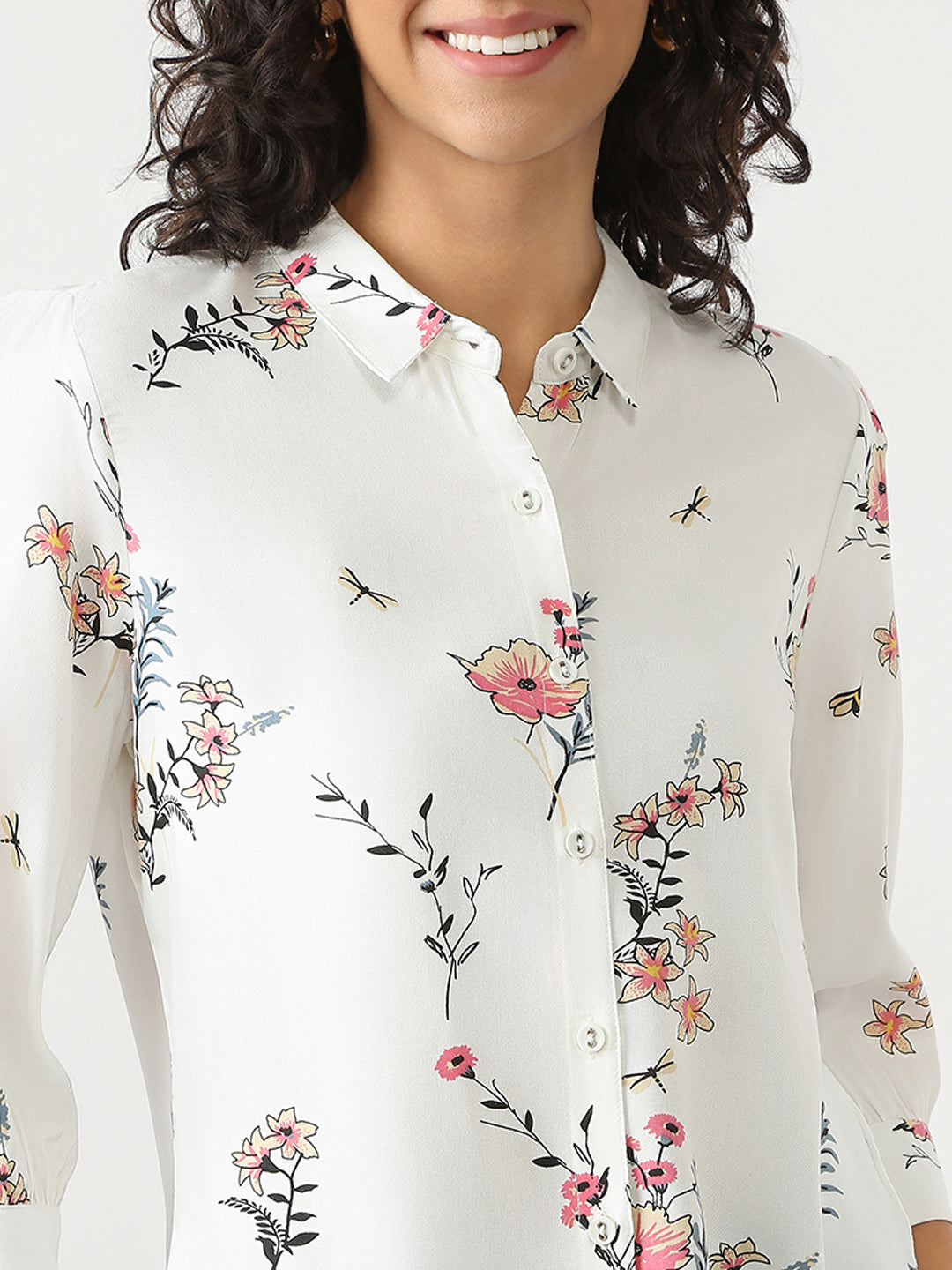 Women Off White Printed Shirt