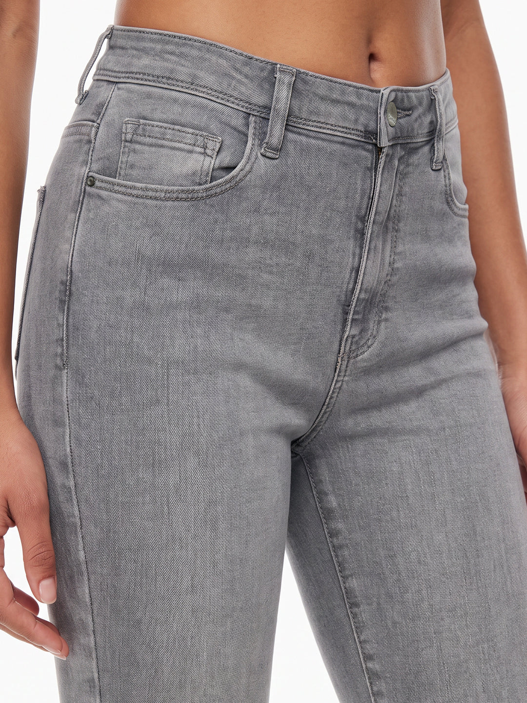 Light Grey High-Rise Flare Jeans