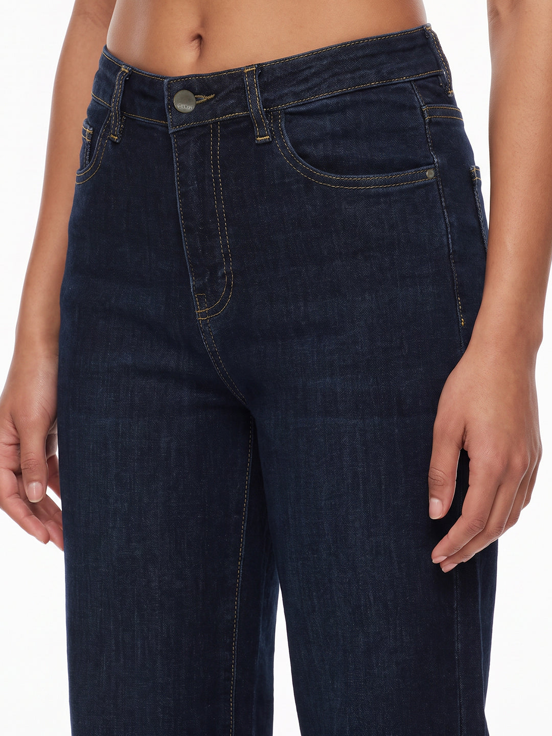 Dark Blue High-Rise Straight Fit Jeans