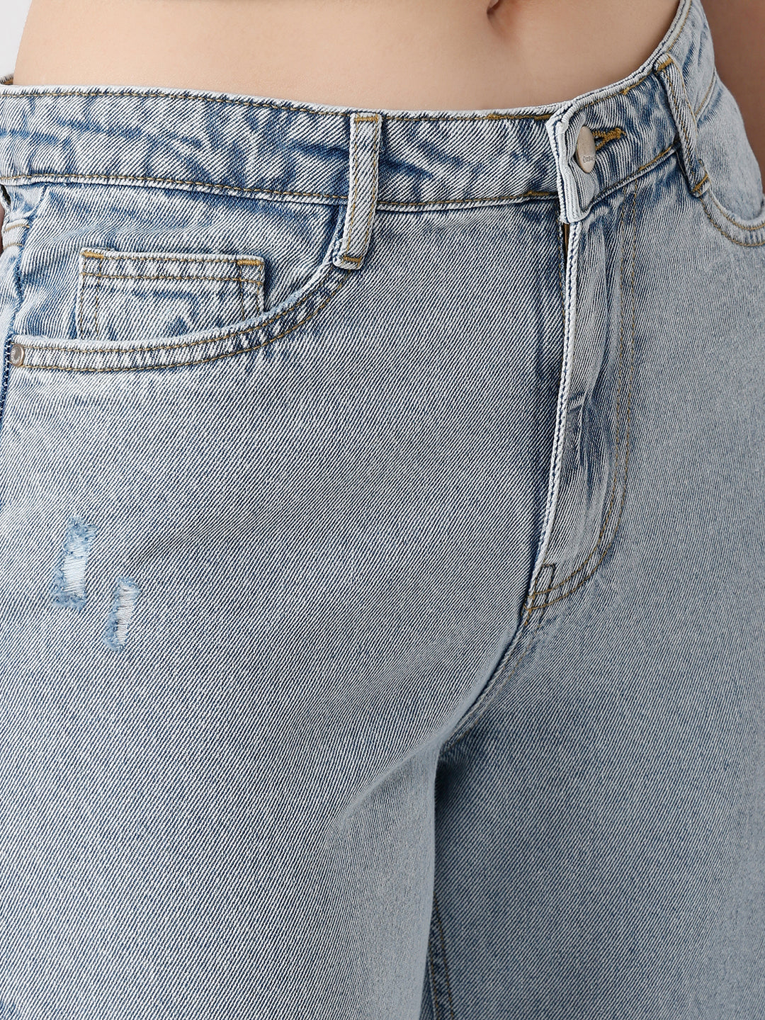 Women Light Blue High-Rise Loose Straight Jeans