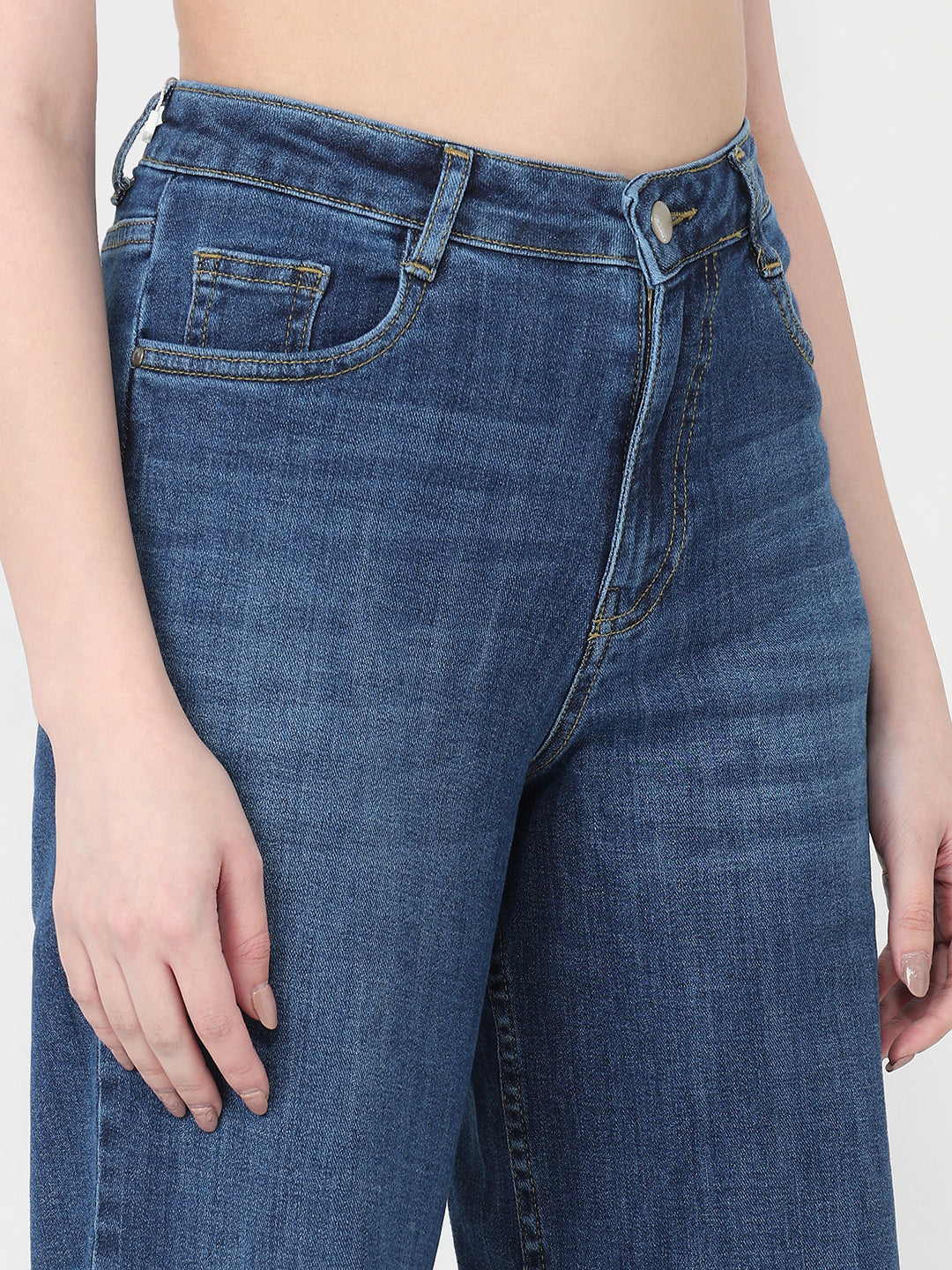 Women Blue High-Rise Wide Leg Jeans