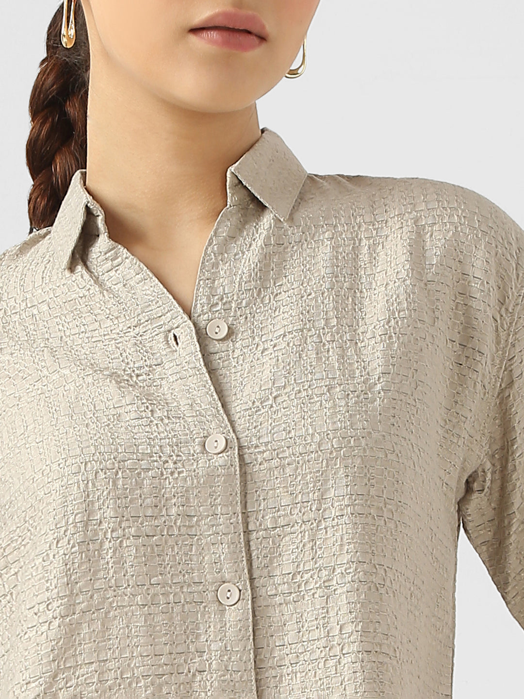 Women Pumice Stone Crop Shirt