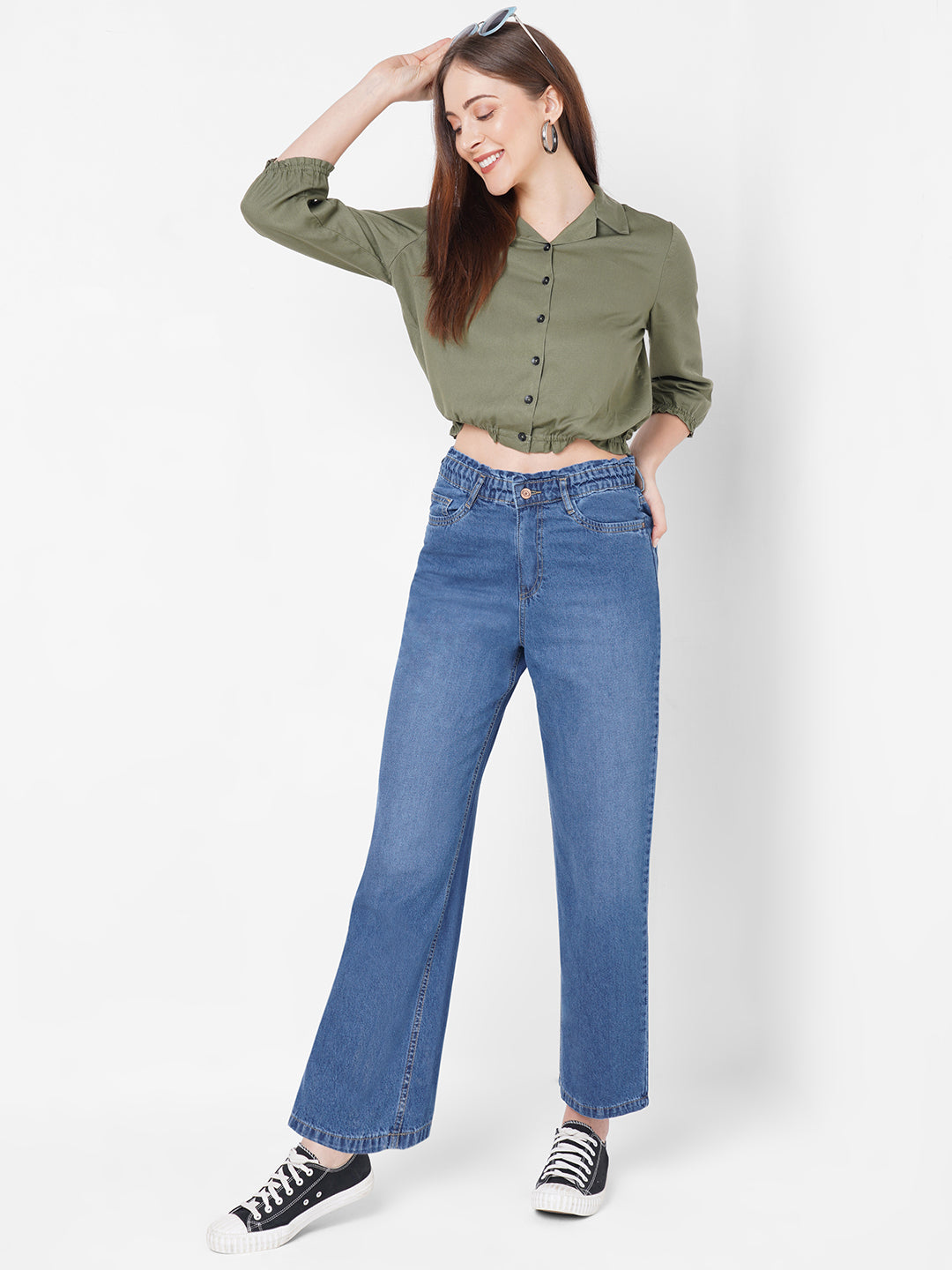 Women High-Rise Parallel Wide Leg Jeans