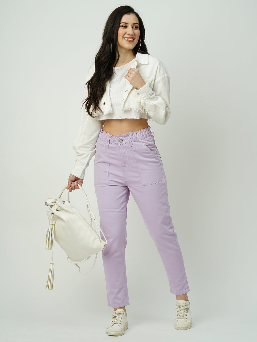 Women Lilac High-Rise Baggy Fit Jeans