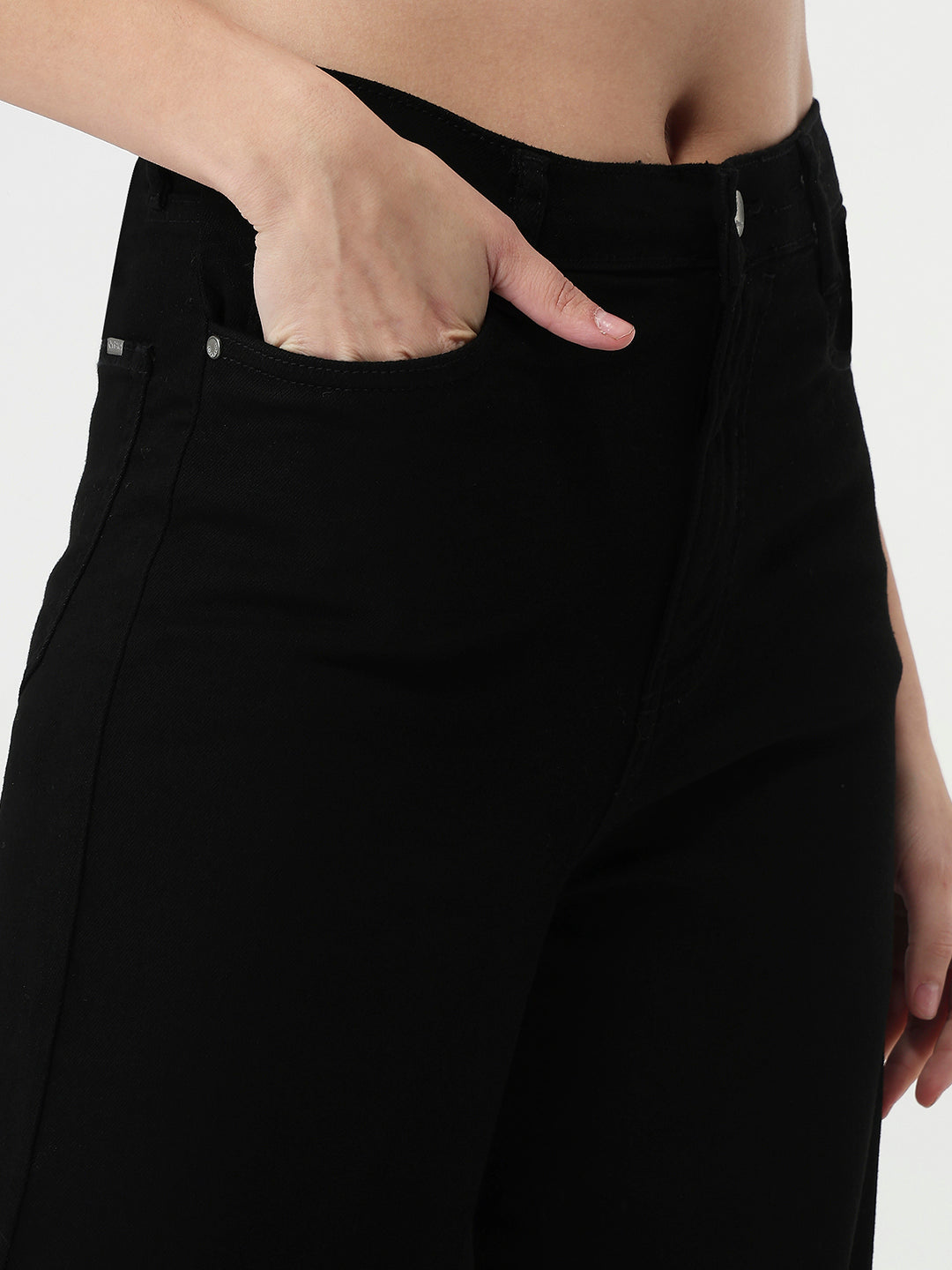 Women Black High-Rise Wide Leg Jeans