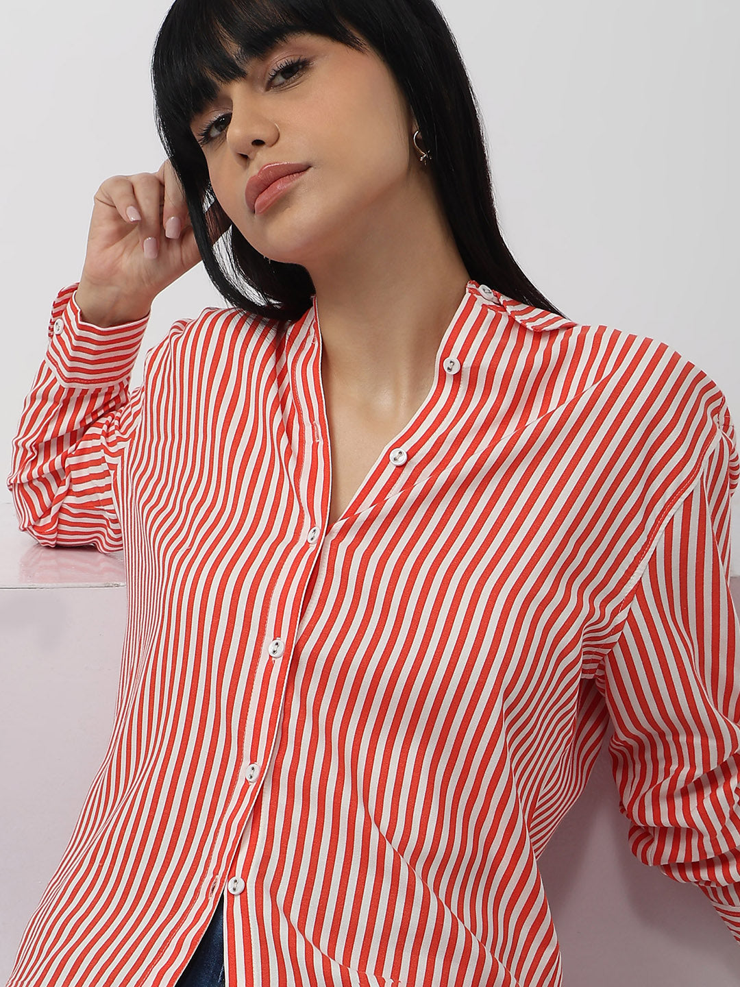 Women Flame/White Oversized Shirt
