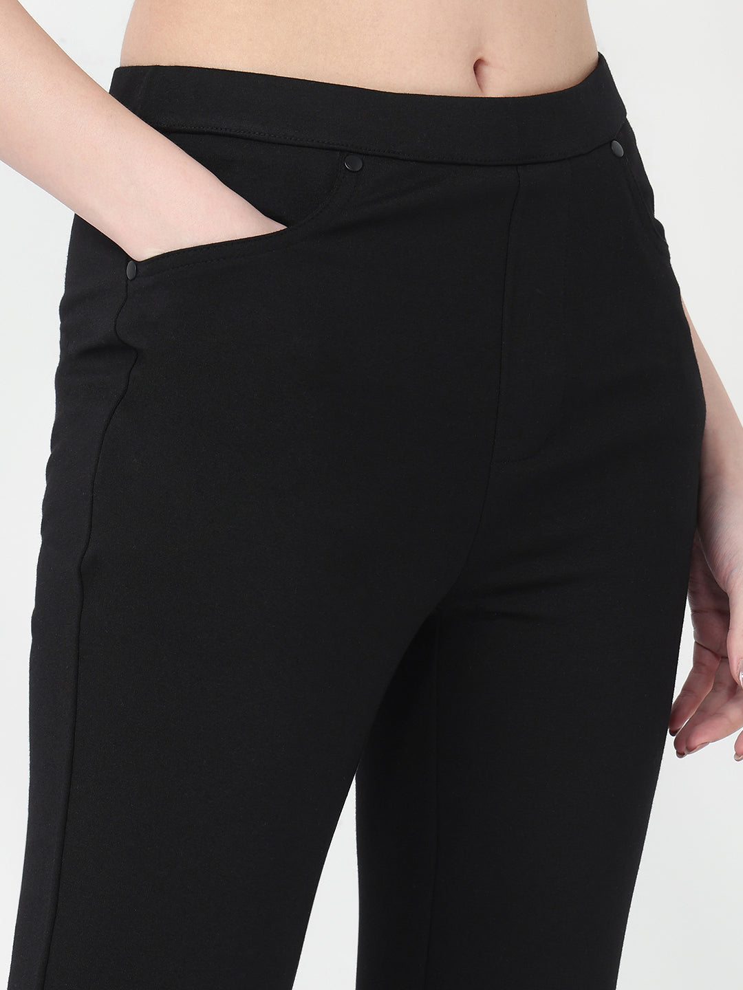Women Black Mini Flare Treggings