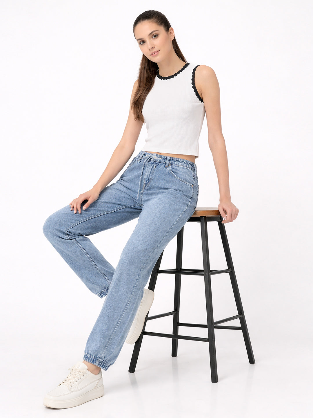 Women White Slim Flat Knit
