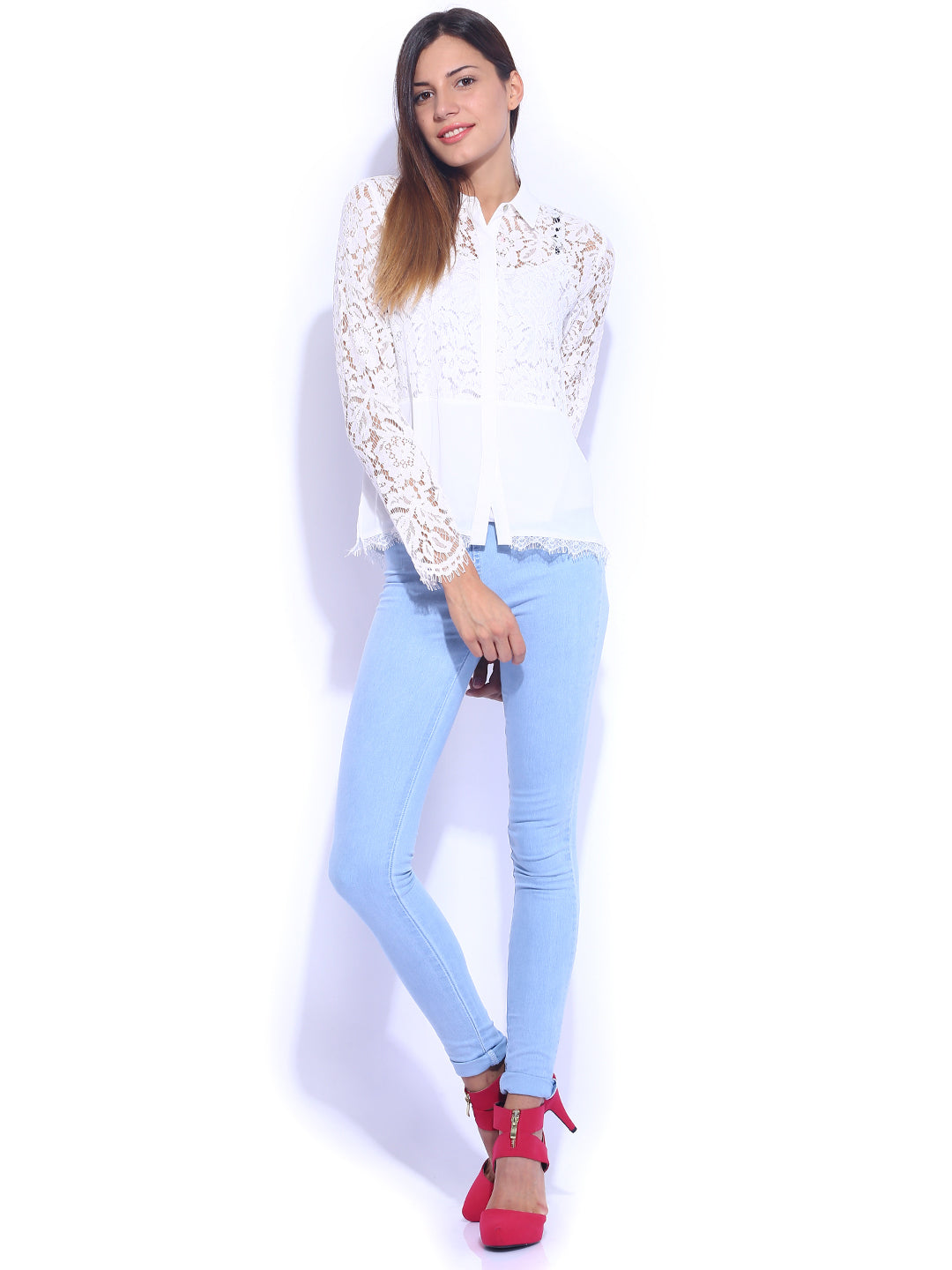Women Light Blue High-Rise Skinny Jeans