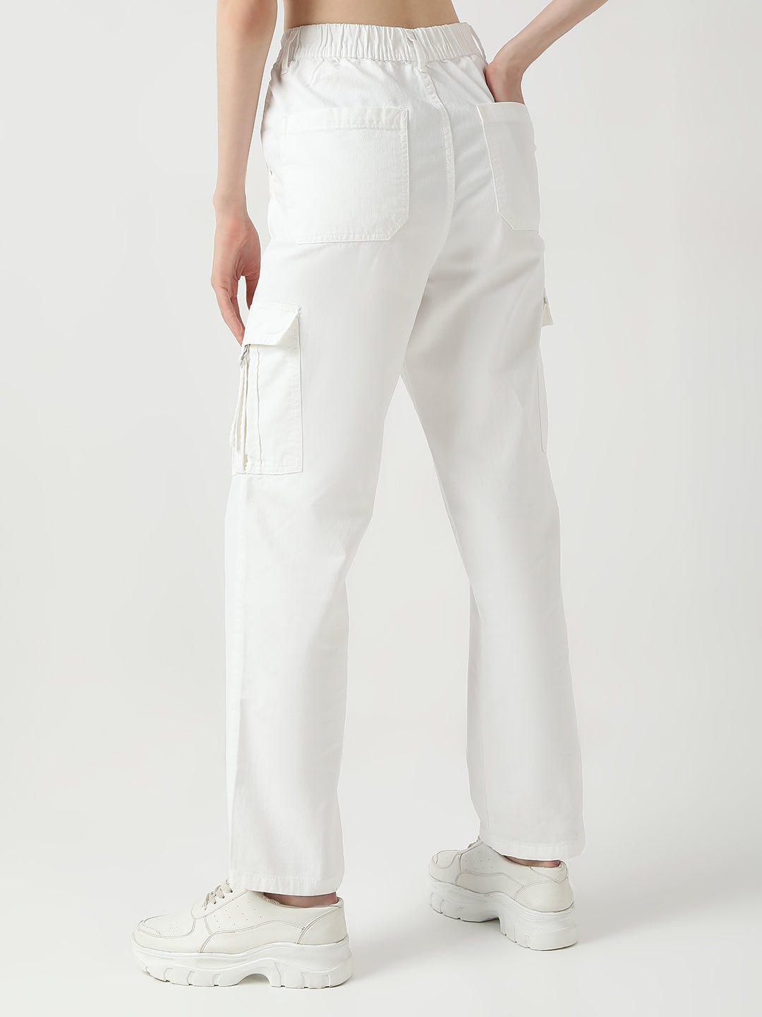 Women White High-Rise Cargo