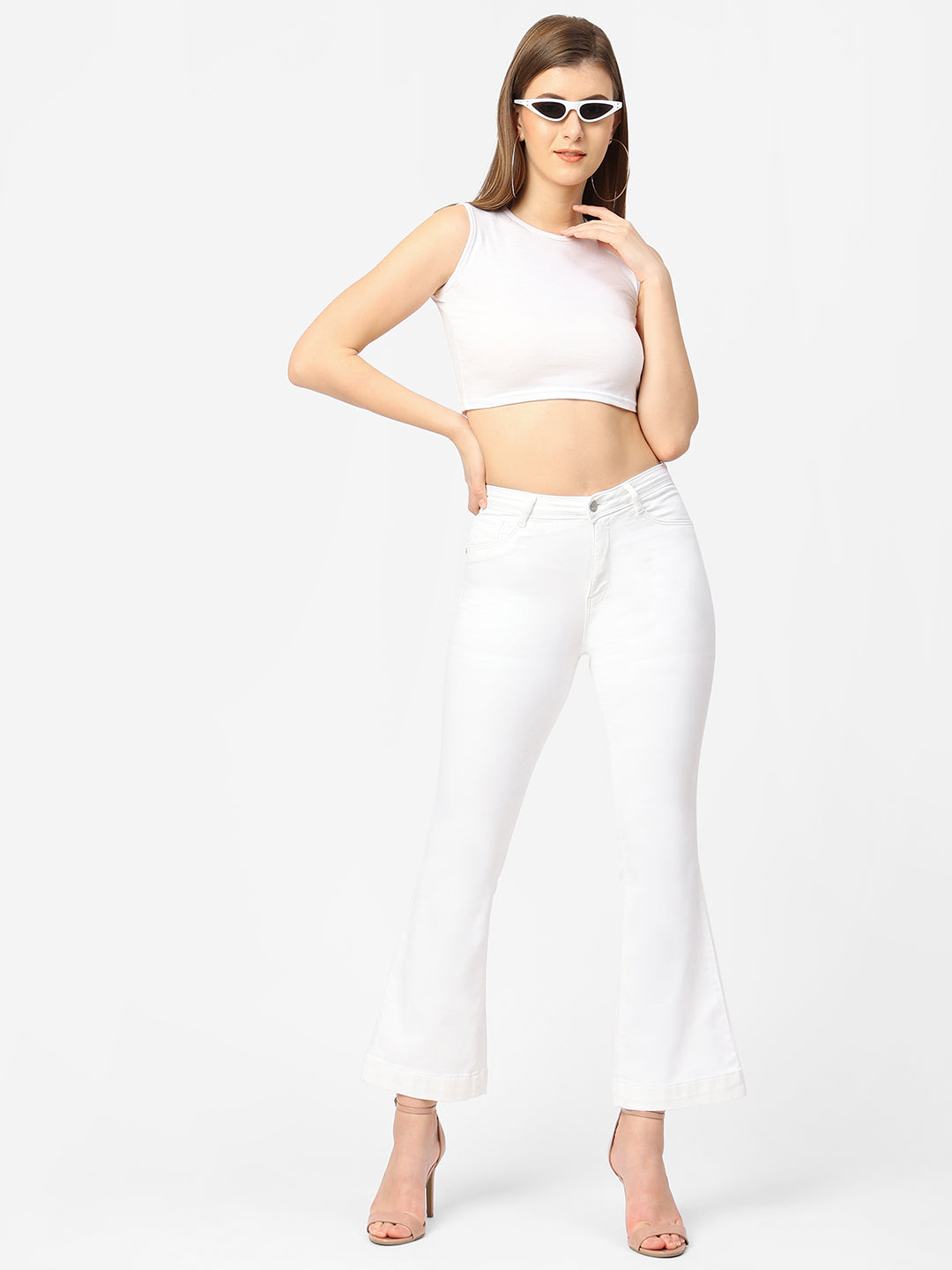 Women White High-Rise Flare Jeans
