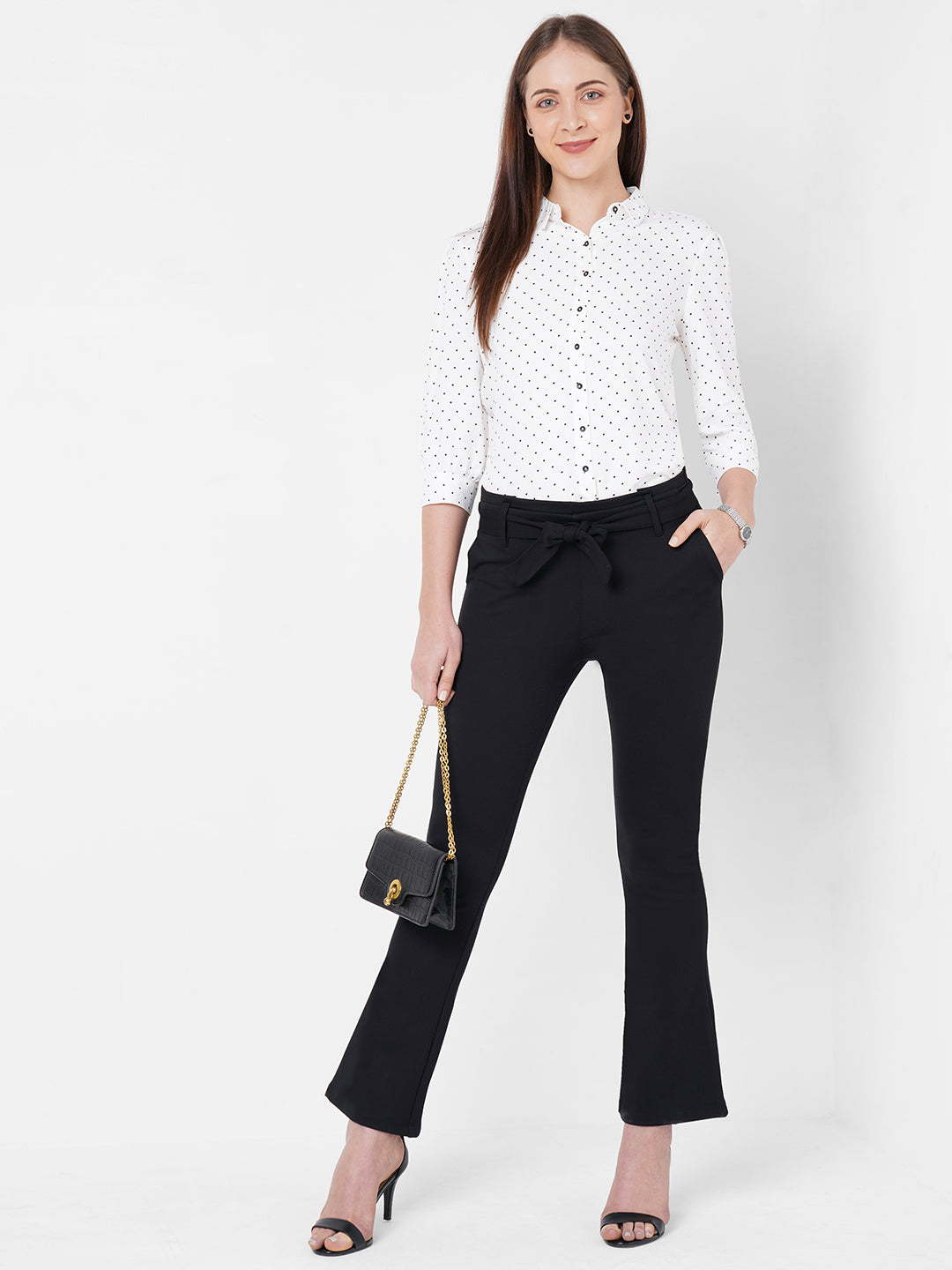 Women High-Rise Treggings Mini Flare Treggings