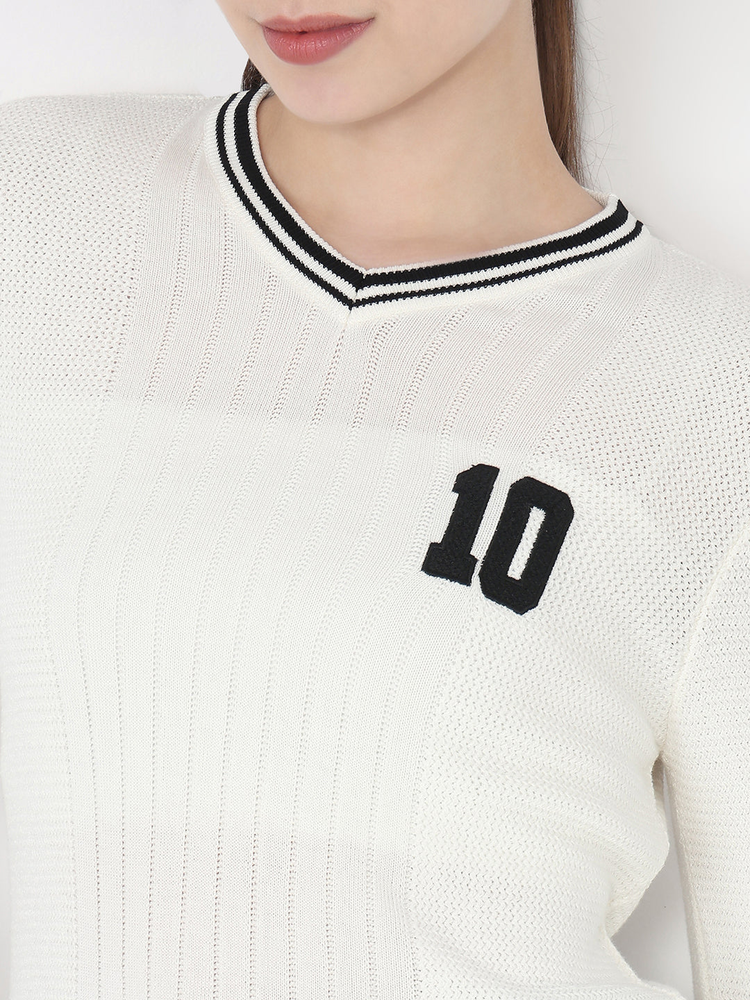 Women White Slim Fit Flat Knit
