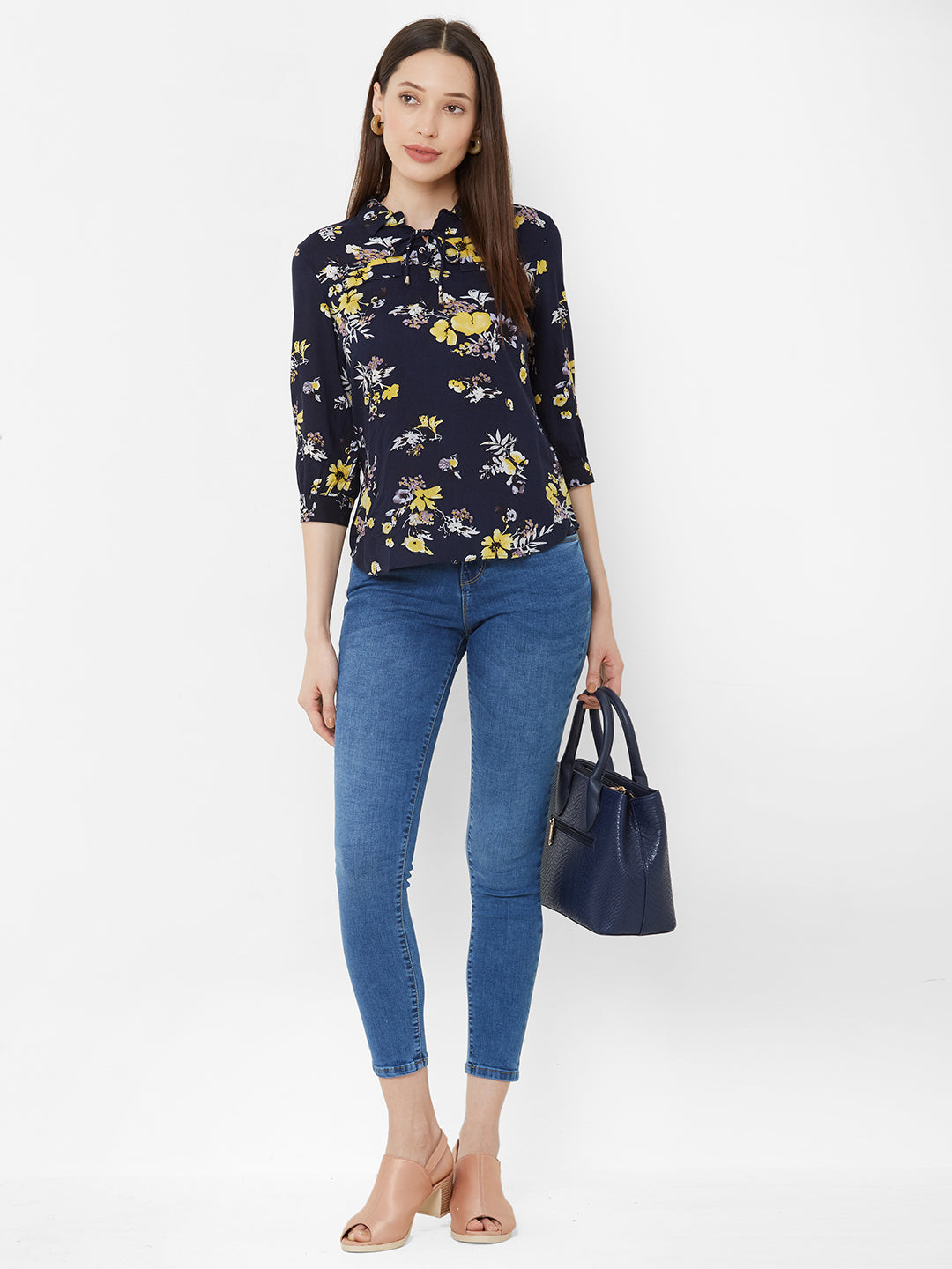 Women Navy Printed Top