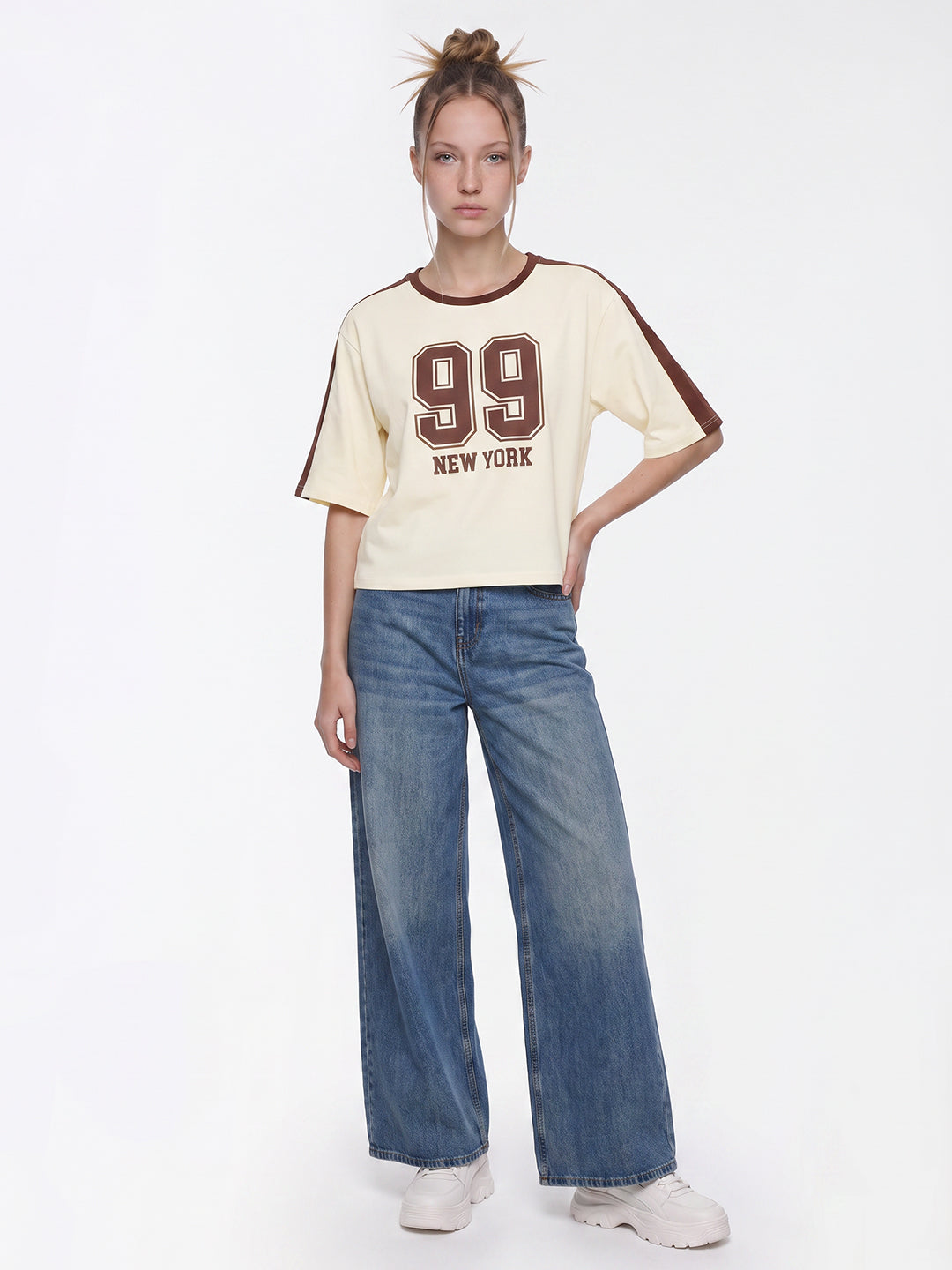 Ivory Graphic Crop Tees