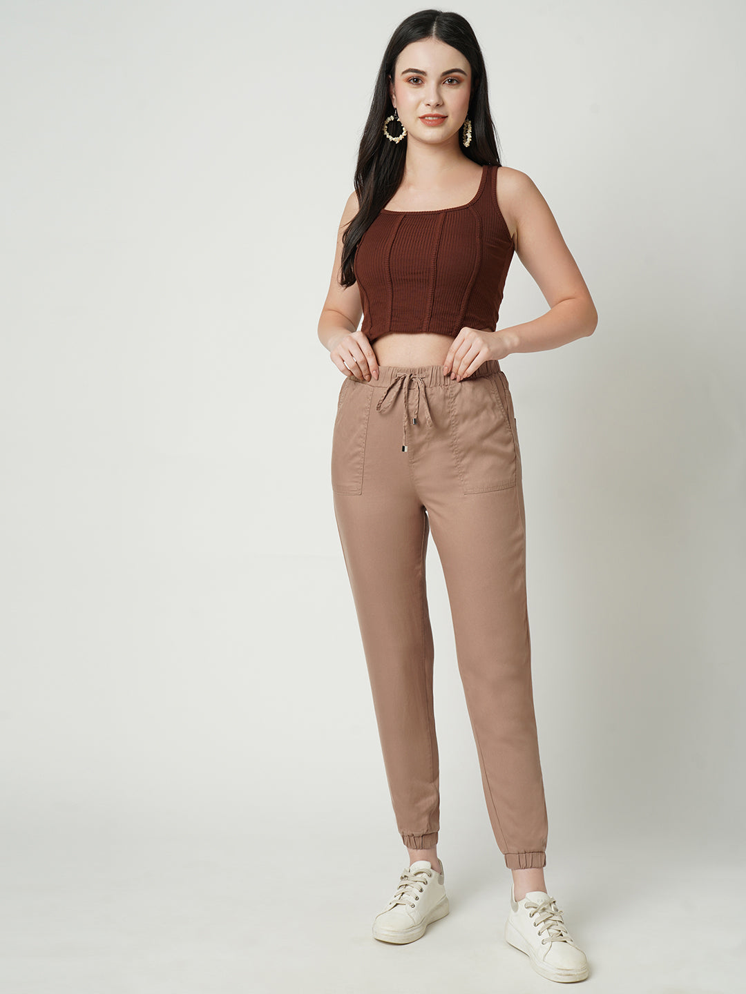 Women High-Rise Slim Fit Denim Joggers