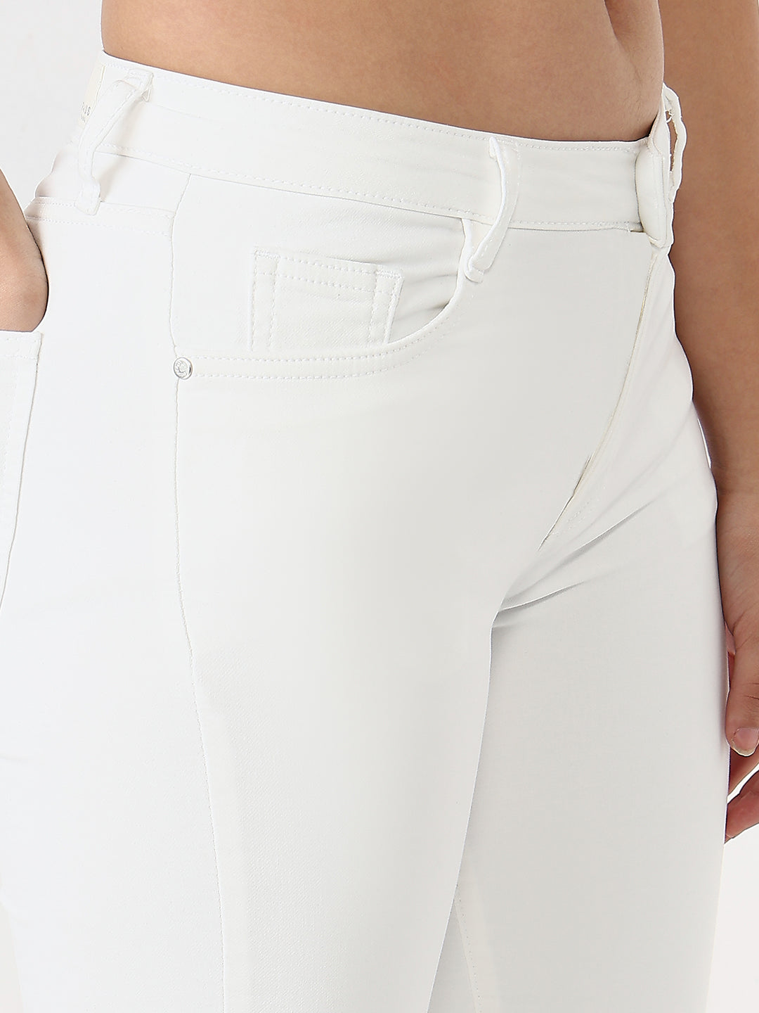 Women White High-Rise Slim Straight Fit Jeans