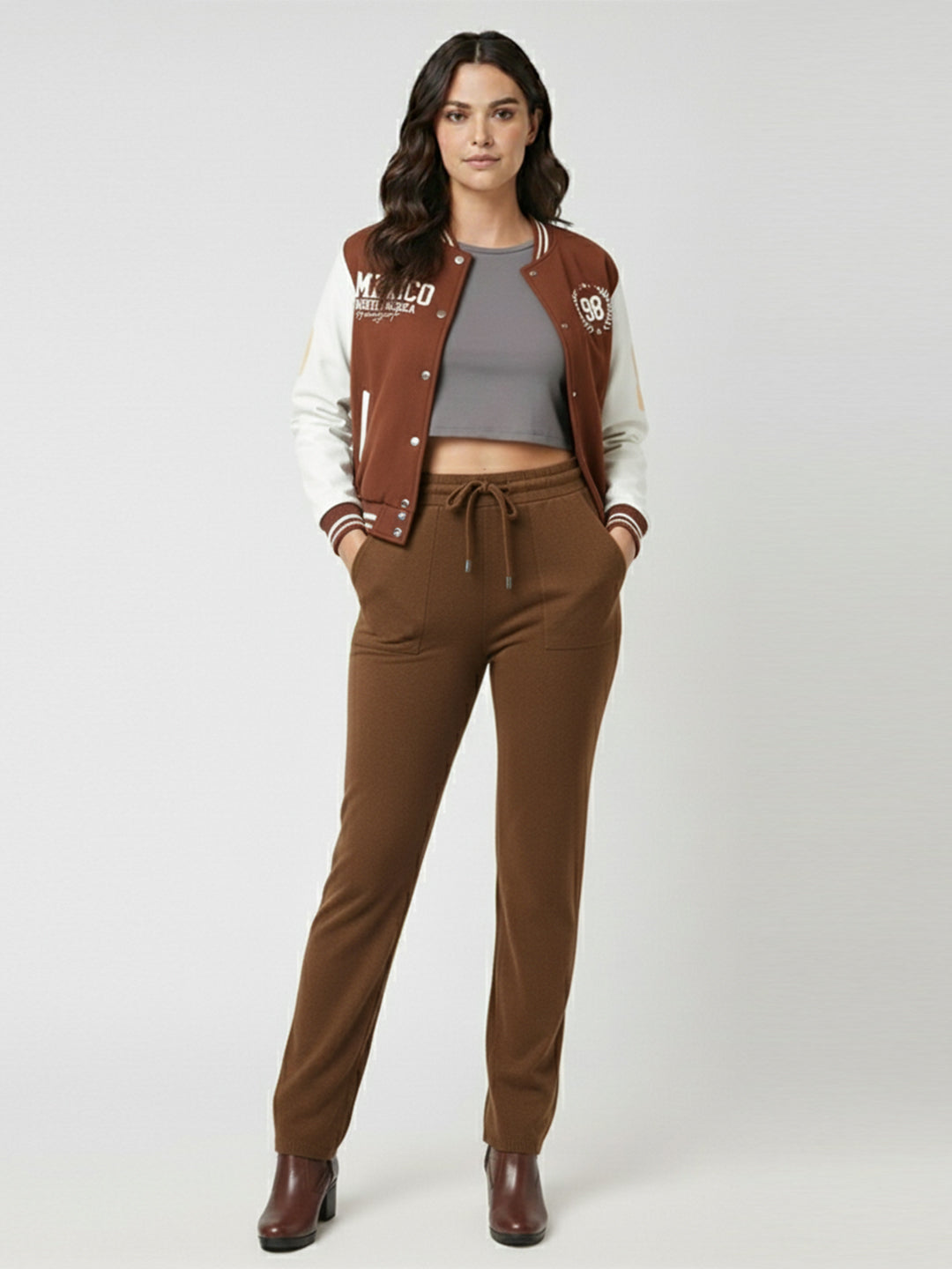 Women Sepia High-Rise Loose Straight Pants