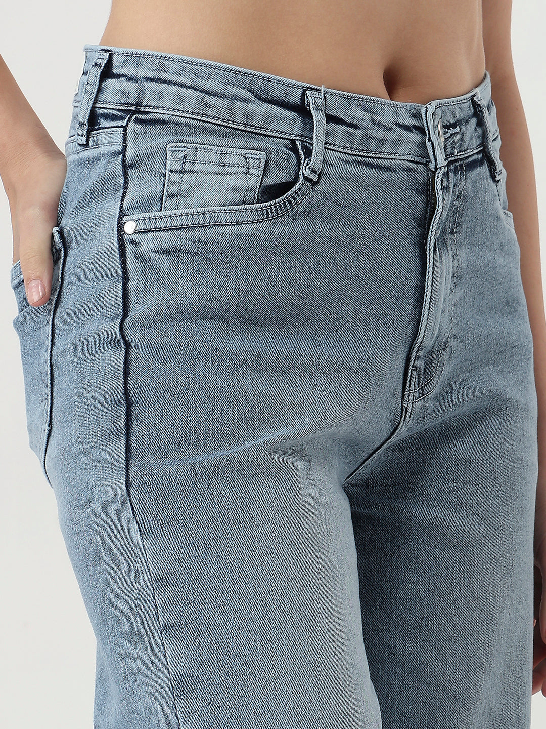 Women Light Blue Straight Fit Jeans