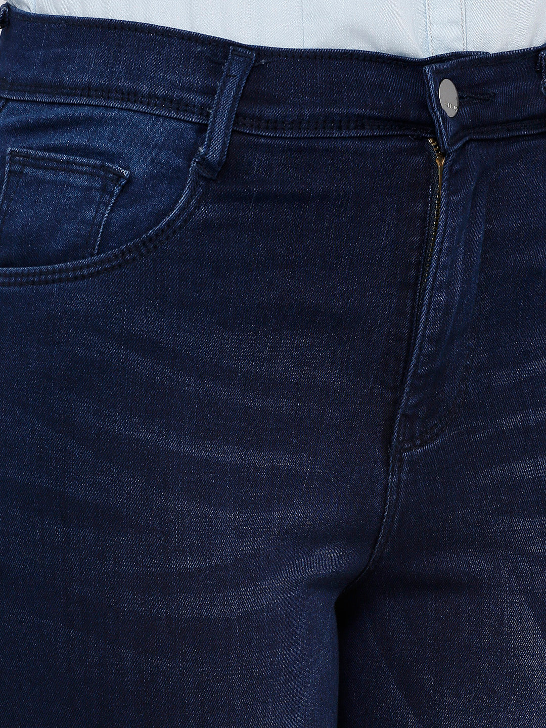 Women Dark Blue High-Rise Crop Jeans