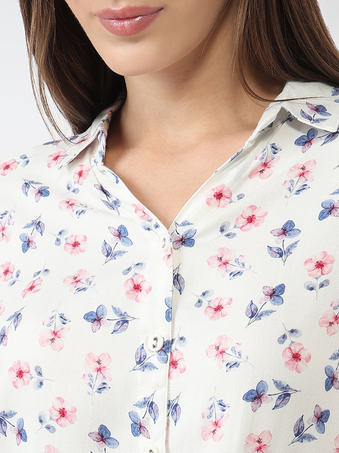 Women Floral Print Slim Shirt