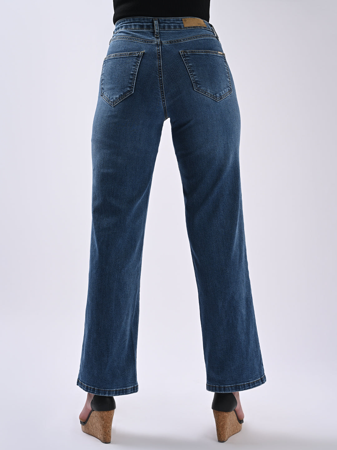 Women Blue High-Rise Wide Leg Jeans