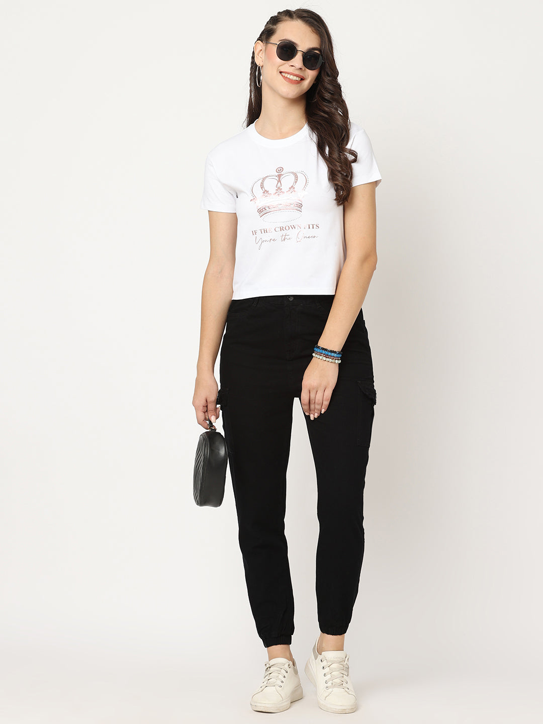 Women Black Mid-Rise Cargo