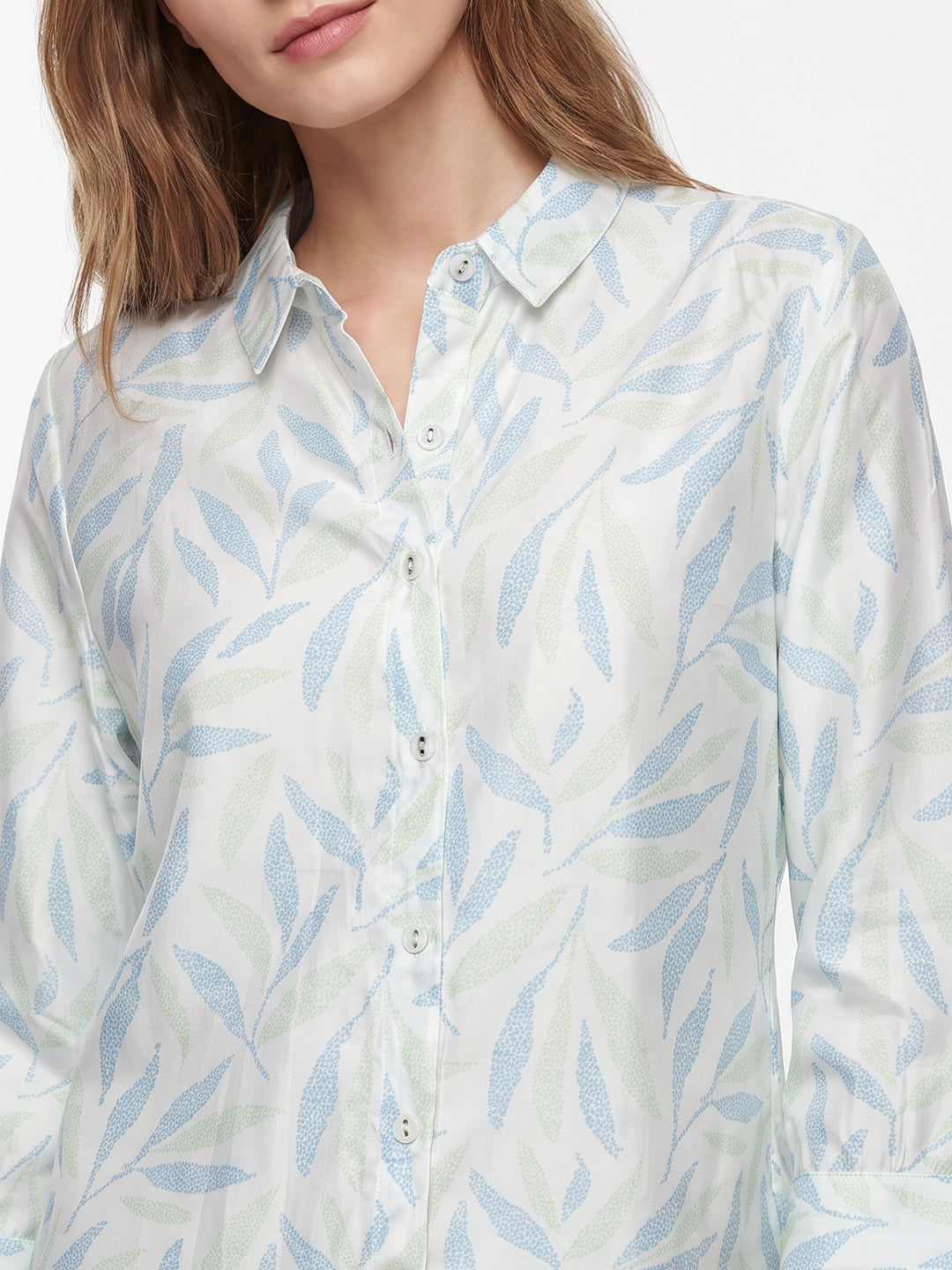 Women Mint/Blue Leaf Shirt